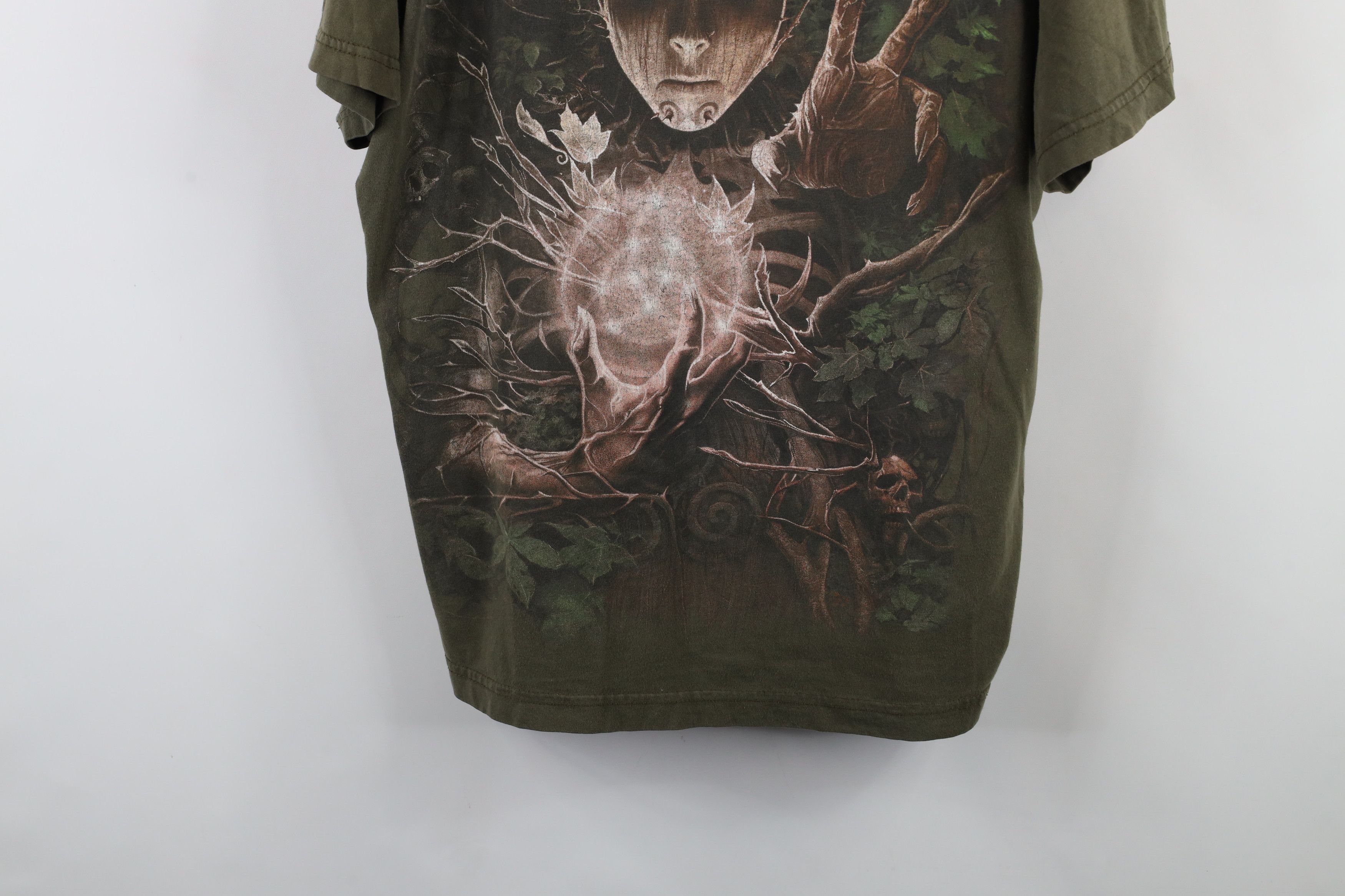 Vintage Vintage Y2K Streetwear Fantasy Nature Skull T-Shirt Green Size US XL / EU 56 / 4 - 3 Thumbnail