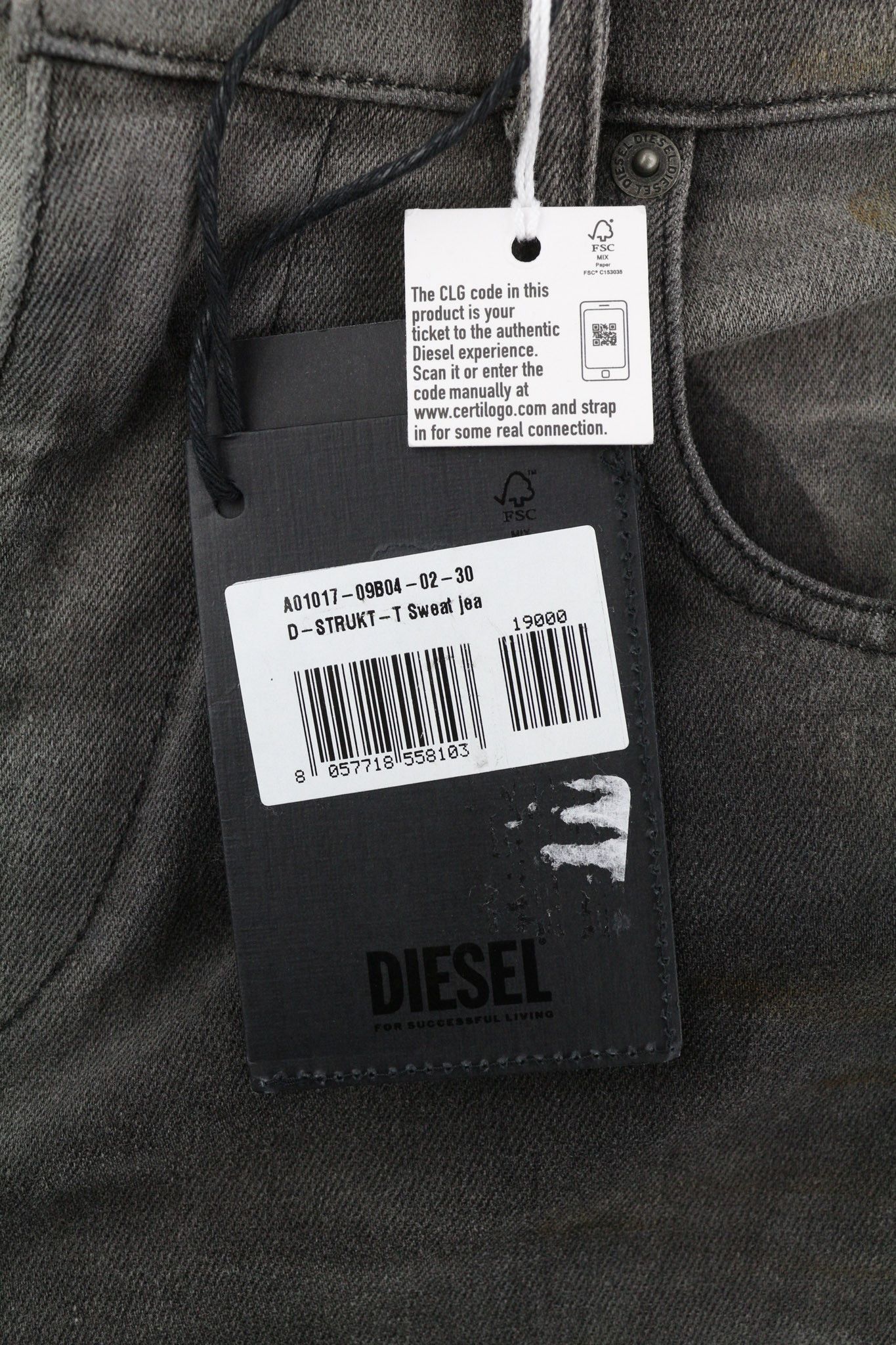 Diesel D-STRUKT JOGG 09B04 W30 Slim Stretch Black 40443 Size US 30 / EU 46 - 7 Thumbnail