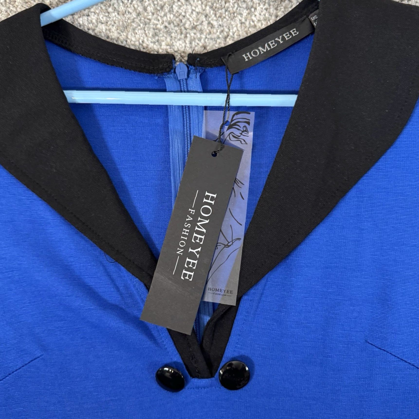 Vintage VINTAGE Homeyee Midi Dress 8 Retro 50s Pinup Office Classy Elegant Rockabilly Wiggle 3/4 Sleeve Black and Blue Sheath Womens Size M / US 6-8 / IT 42-44 - 2 Thumbnail