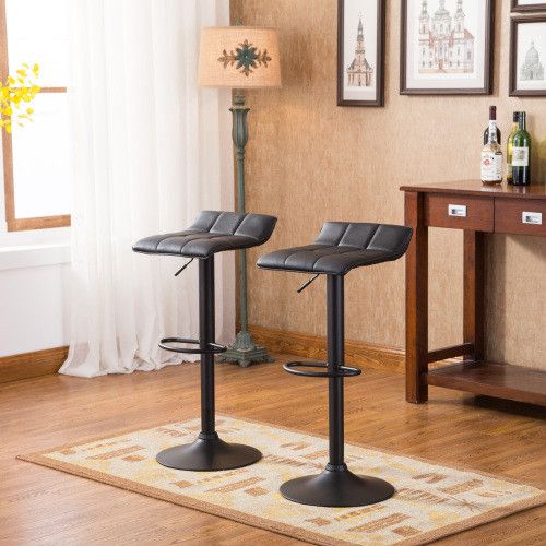 Designer × Homemade Belham Swivel Black Bonded Leather Adjustable Bar Stool, Set Size US L / EU 52-54 / 3 - 3 Thumbnail