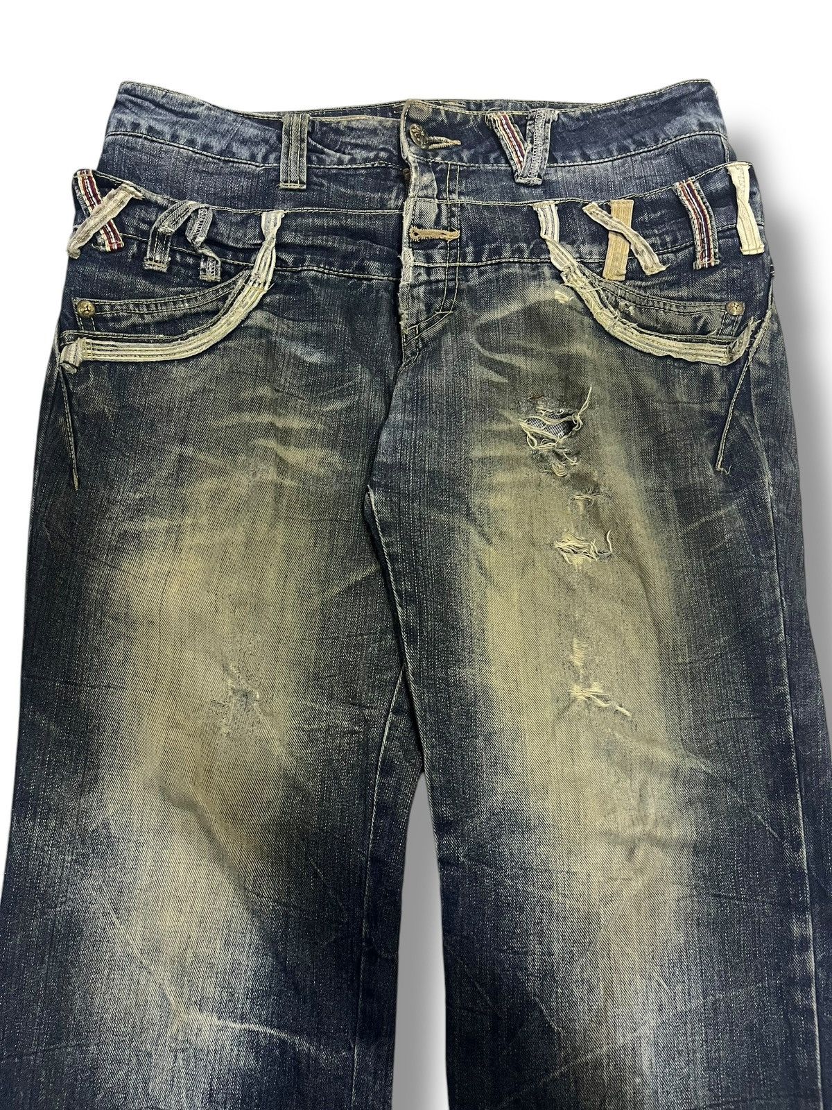 If Six Was Nine SICK💥 VINTAGE SORRIDERE DOUBLE WAIST MUD WASH DENIM Size US 35 - 2 Thumbnail