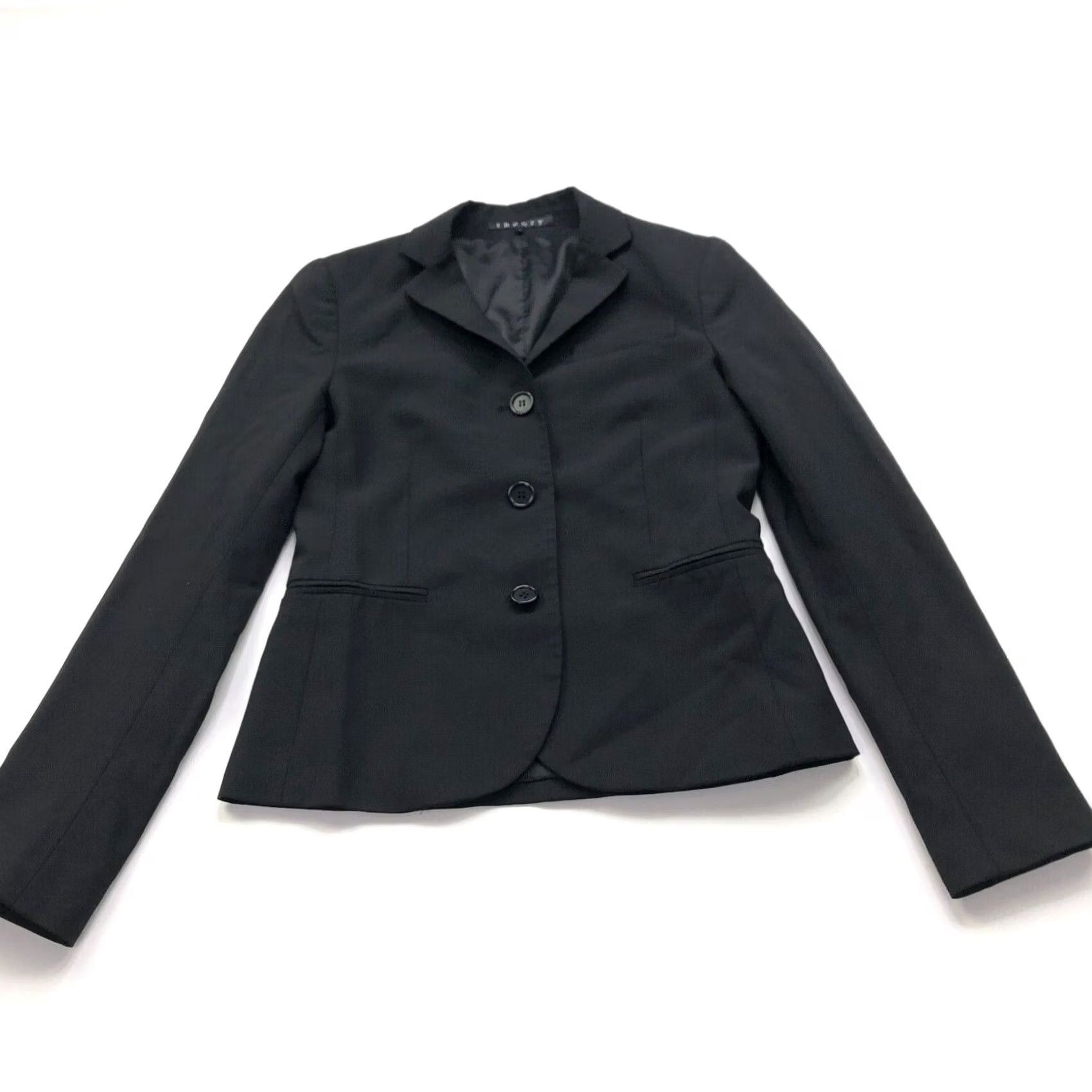 Theory Theory Womens Wool Blend 3 Button Blazer Lined Jacket Black Size 0 Size XS / US 0-2 / IT 36-38 - 2 Thumbnail