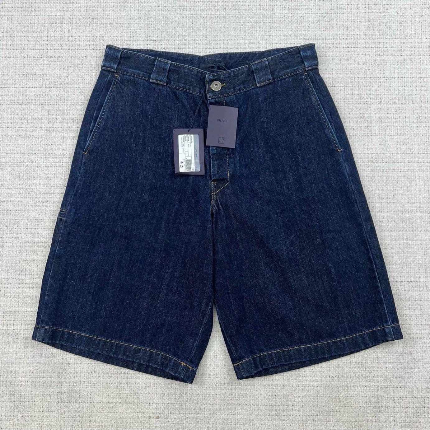 Prada Prada Solid Triangle Logo Denim Shorts - dmc Size US 38 / EU 54 - 1 Thumbnail