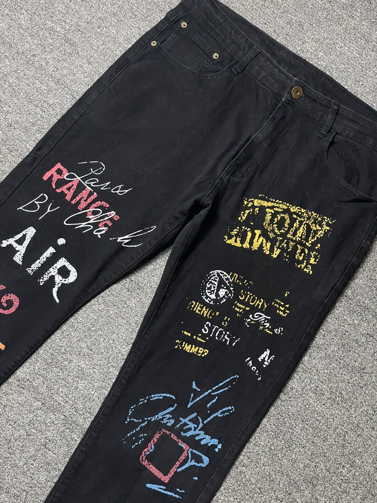 Japanese Brand × Vintage Creative Graffiti Graphic Print Stretching Jeans (92) Size US 36 / EU 52 - 4 Thumbnail
