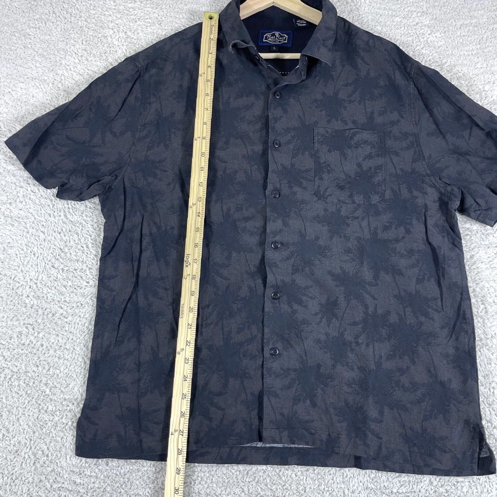 Nat Nast Nat Nast Shirt Mens Large Black Palm Trees Print Silk Cotton Camp Button Up Size US L / EU 52-54 / 3 - 4 Thumbnail