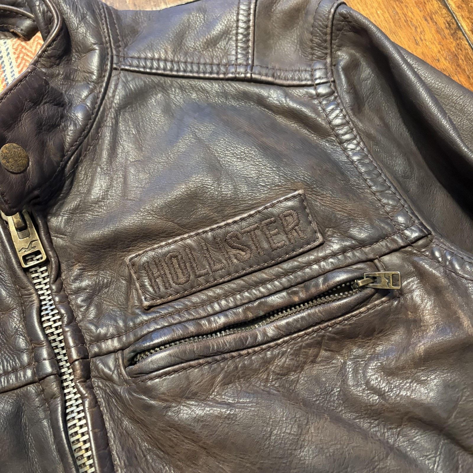 Hollister Hollister Palm Canyon Jacket Mens Small Leather Moto Bomber Size US S / EU 44-46 / 1 - 4 Thumbnail