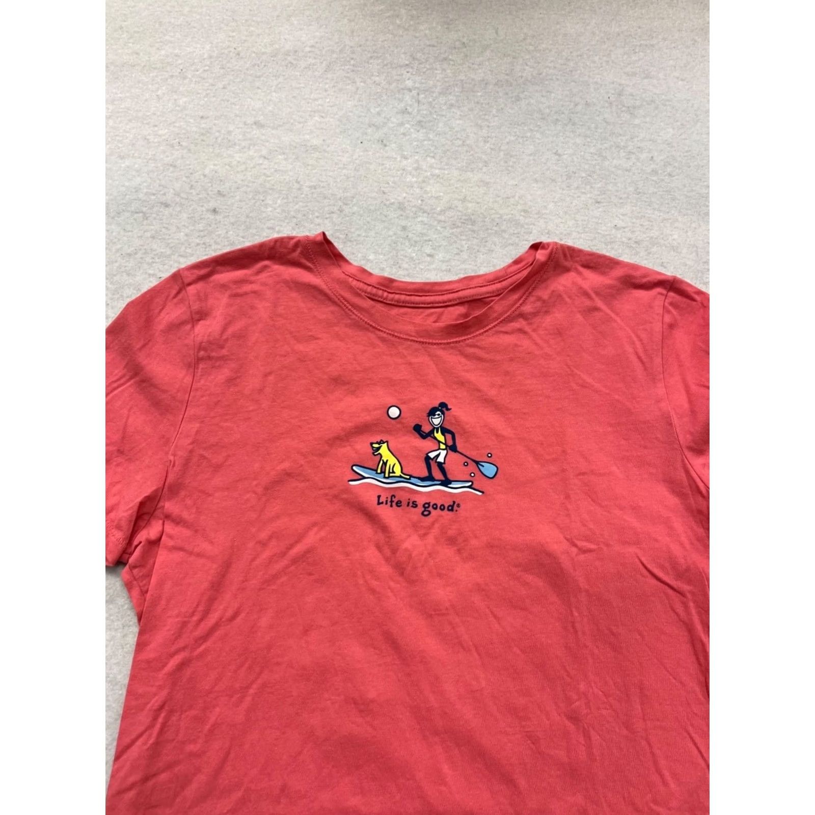 Life is Good Life is Good Red Graphic Tee M Womens S Short Sleeve Pullover 100% Cotton T-Shirt Casual Basic Spring Fall Mens/Womens Size M / US 6-8 / IT 42-44 - 6 Thumbnail