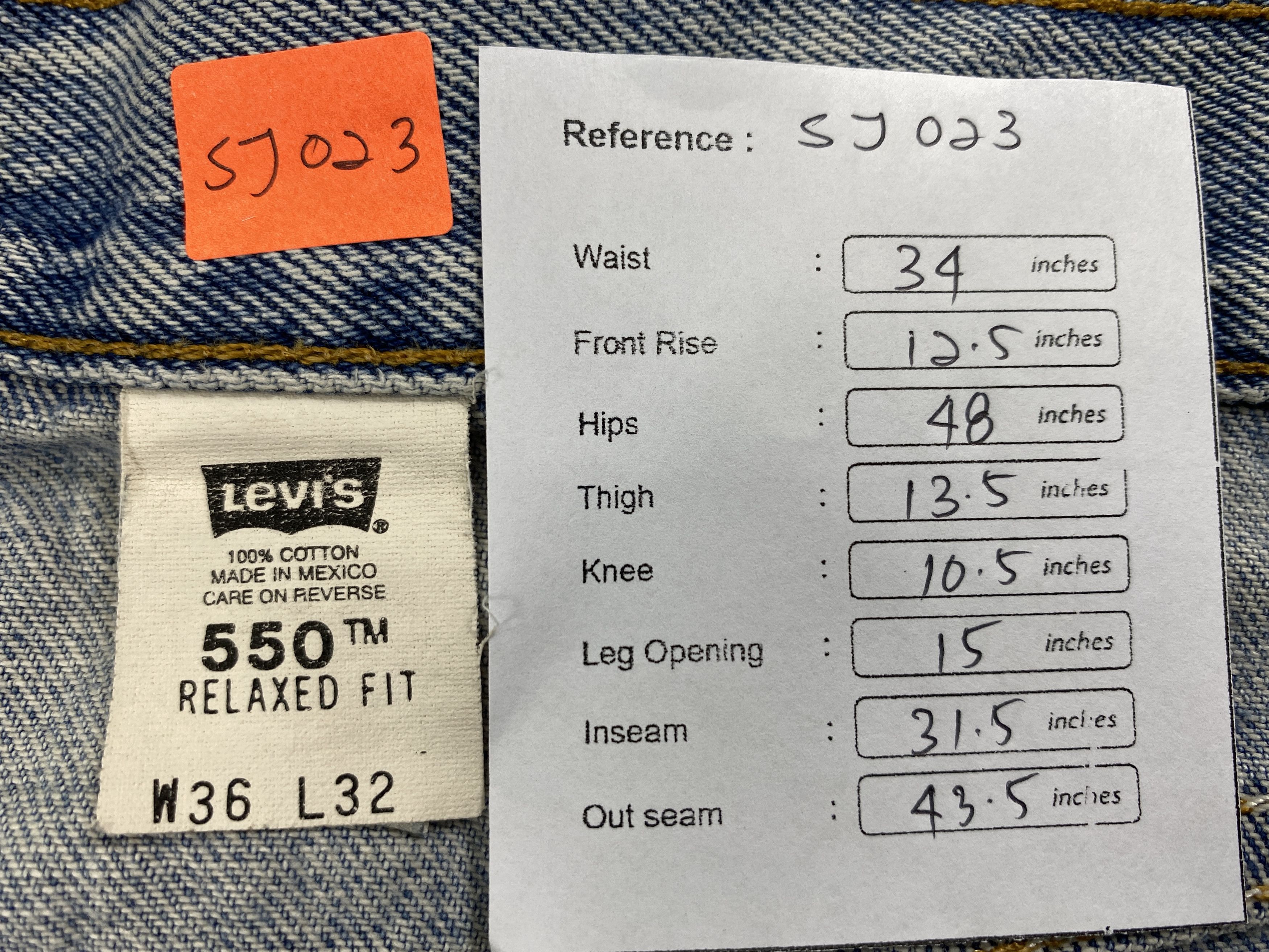 Levi's Light Blue Wash Vintage Levi's 550 34x31.5 Denim -SJ023 Size US 34 / EU 50 - 8 Thumbnail