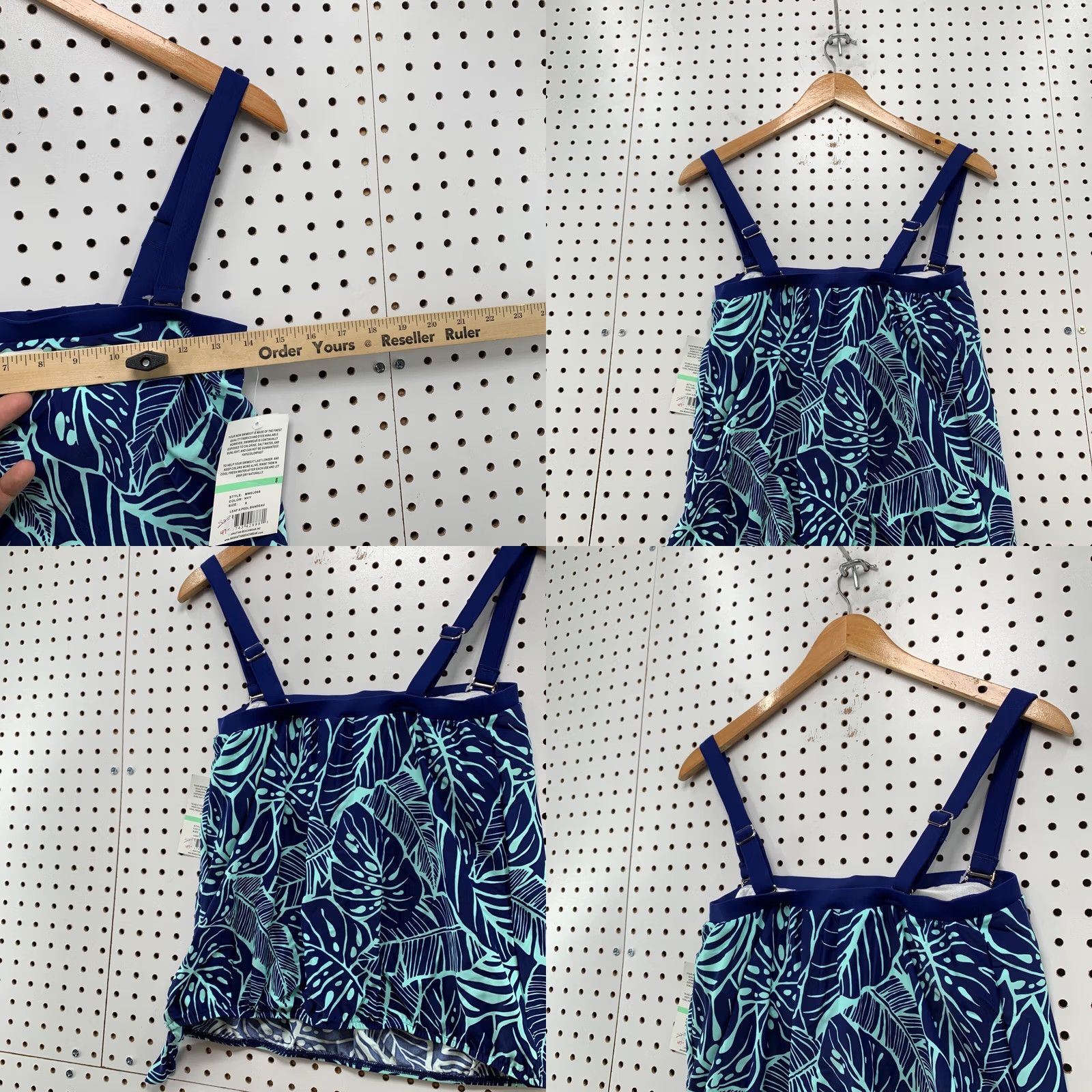 Vintage Maxine of Hollywood Bathing Swimwear Top Womens Size 8 Blue Floral NWT Size M / US 6-8 / IT 42-44 - 9 Thumbnail