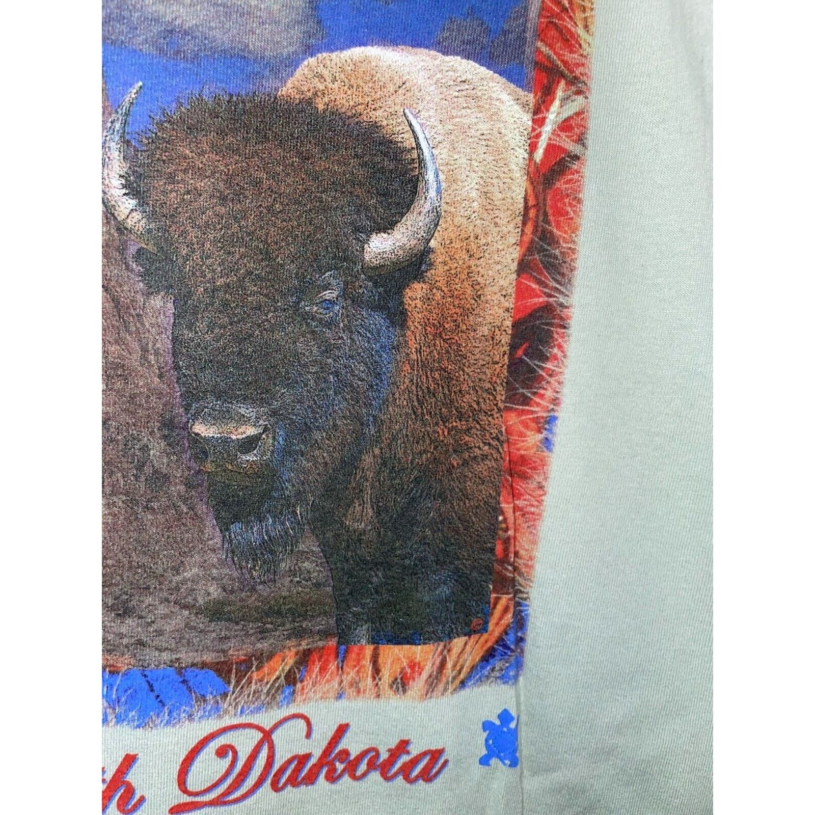 Gildan Vintage Sitting Bull Shirt Native American Bison Green Tee M Size US M / EU 48-50 / 2 - 3 Thumbnail
