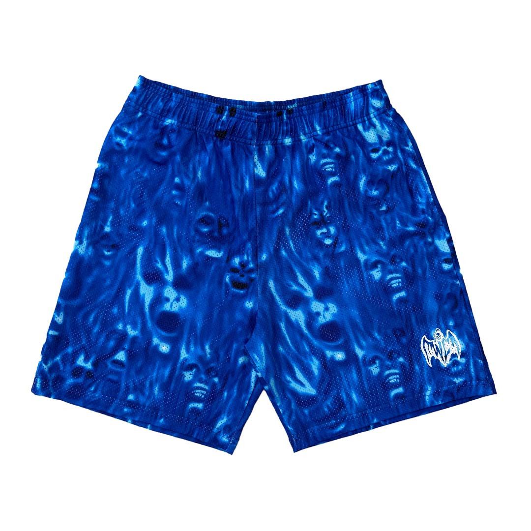 Warren Lotas Skulls Blue Mesh Shorts Size US 30 / EU 46 - 1 Thumbnail