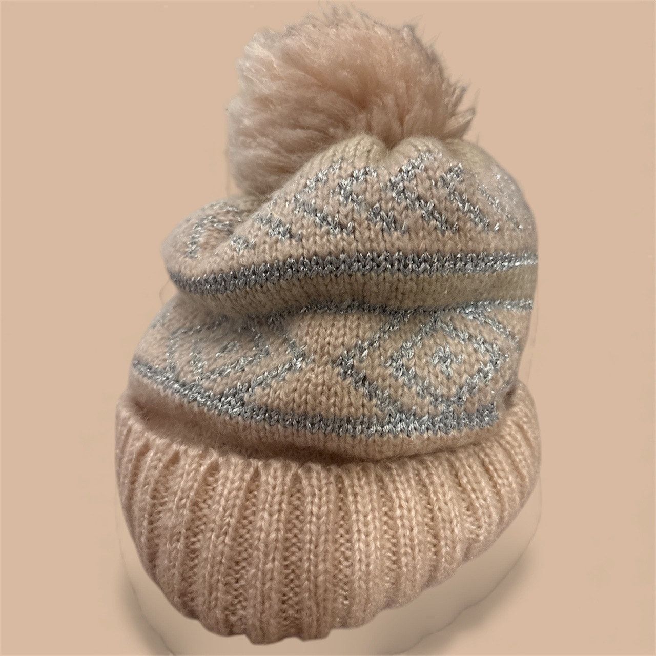 The Unbranded Brand MUDD Girls Pink and Blue Pom Pom Hat One Size Size ONE SIZE - 3 Thumbnail