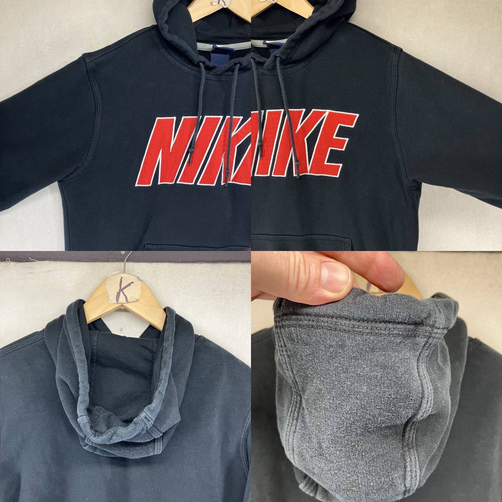 Nike VINTAGE Mens Nike Basketball Hoodie M Medium Black Pullover Fleece Logo Spell Out 90s Retro Sports Michael Mens Size US M / EU 48-50 / 2 - 9 Thumbnail