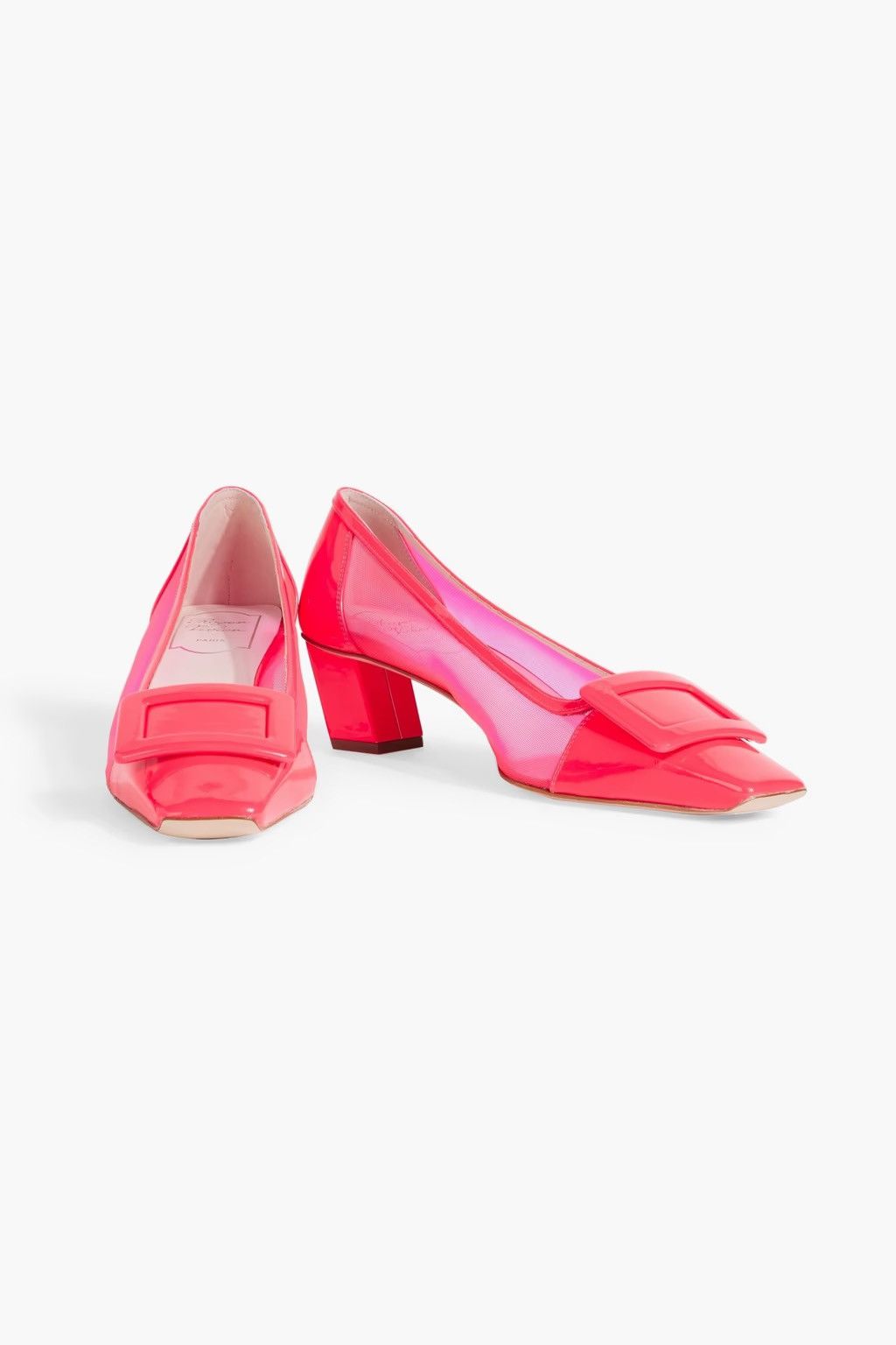 ROGER VIVIER Belle Embellished mesh patent leather Pump