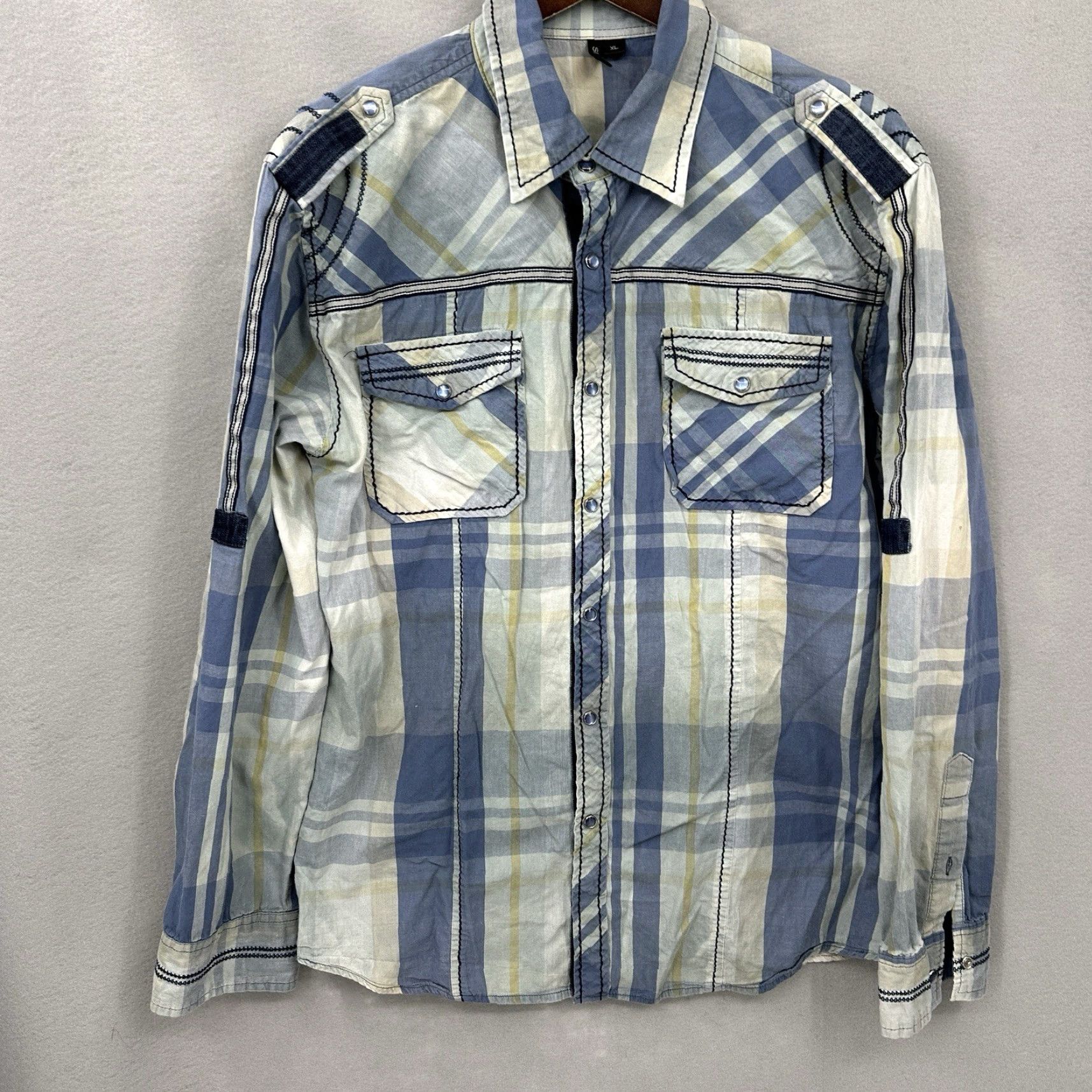 Vintage VINTAGE Smash Western Ranch Shirt Mens XL Pearl Snap Cowboy Rockabilly Denim Accents Size US XL / EU 56 / 4 - 2 Thumbnail