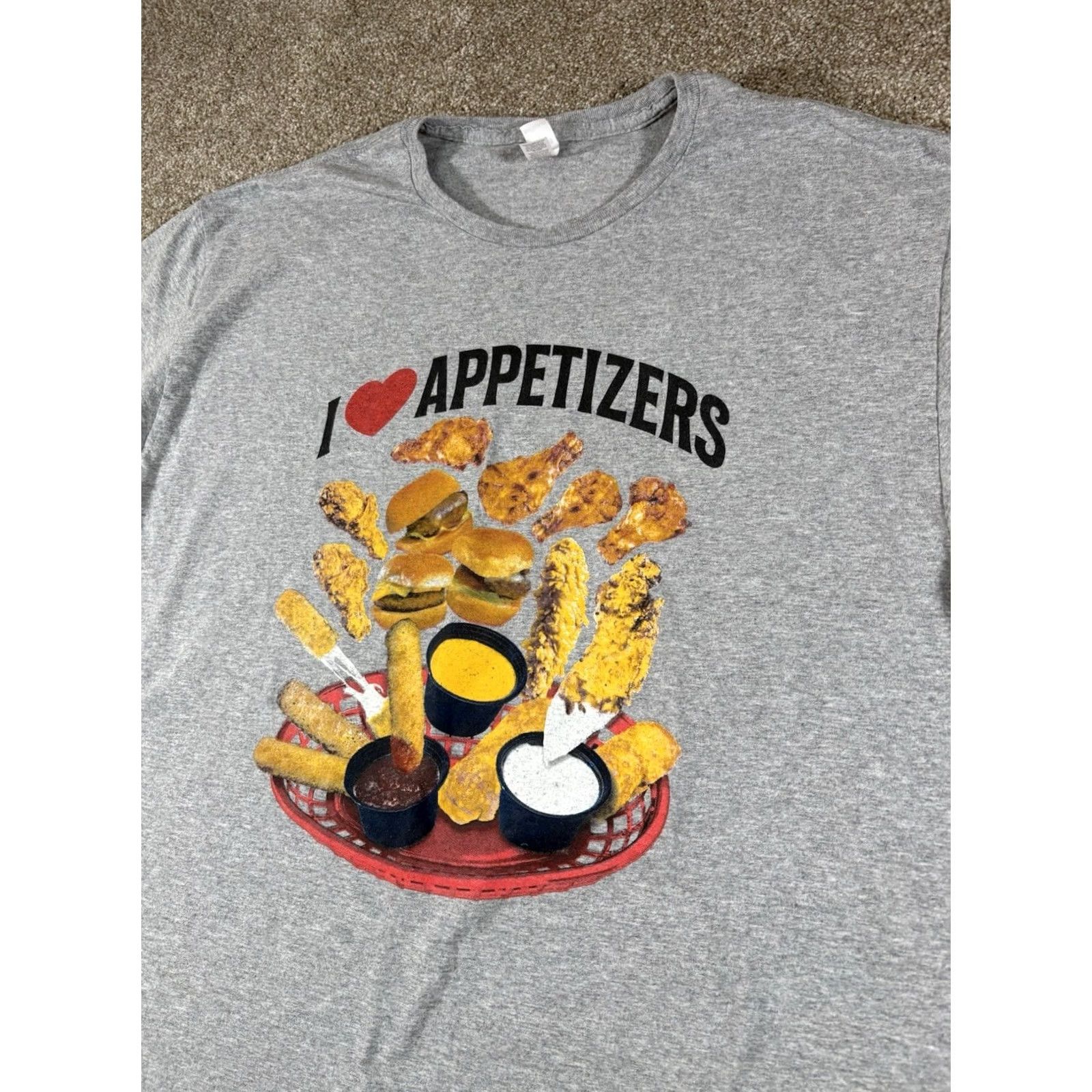 Fruit Of The Loom Fruit Of The Loom “I Love Appetizers” T-Shirt Sz XXL Grey Funny Party Graphic Men Size US XXL / EU 58 / 5 - 2 Thumbnail
