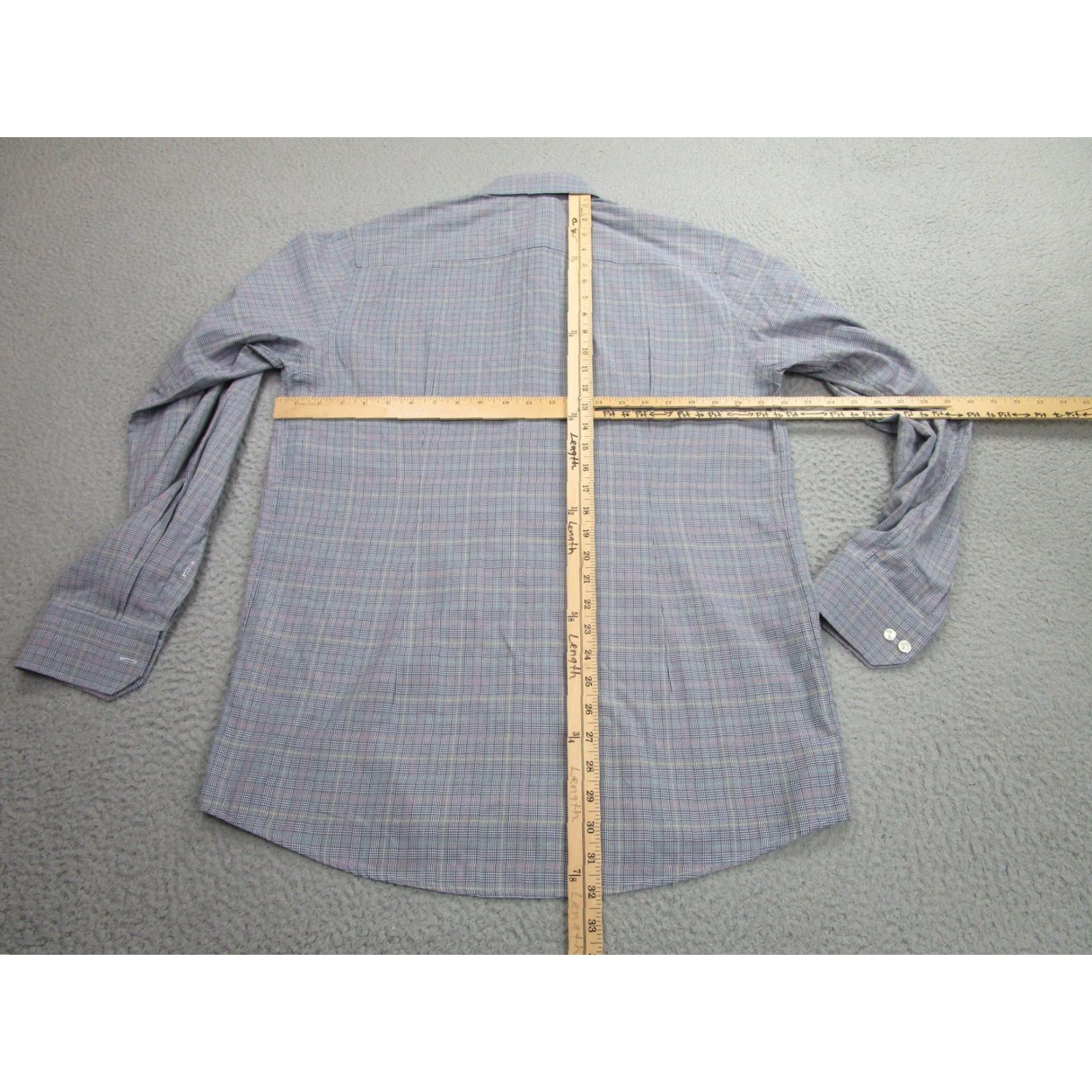 Eton VINTAGE Eton Shirt Mens Large Multi Plaid Dress Shirt 100% Cotton Long Sleeve Blue Mens L 16 Neck - 1970s? Size 42R - 7 Thumbnail