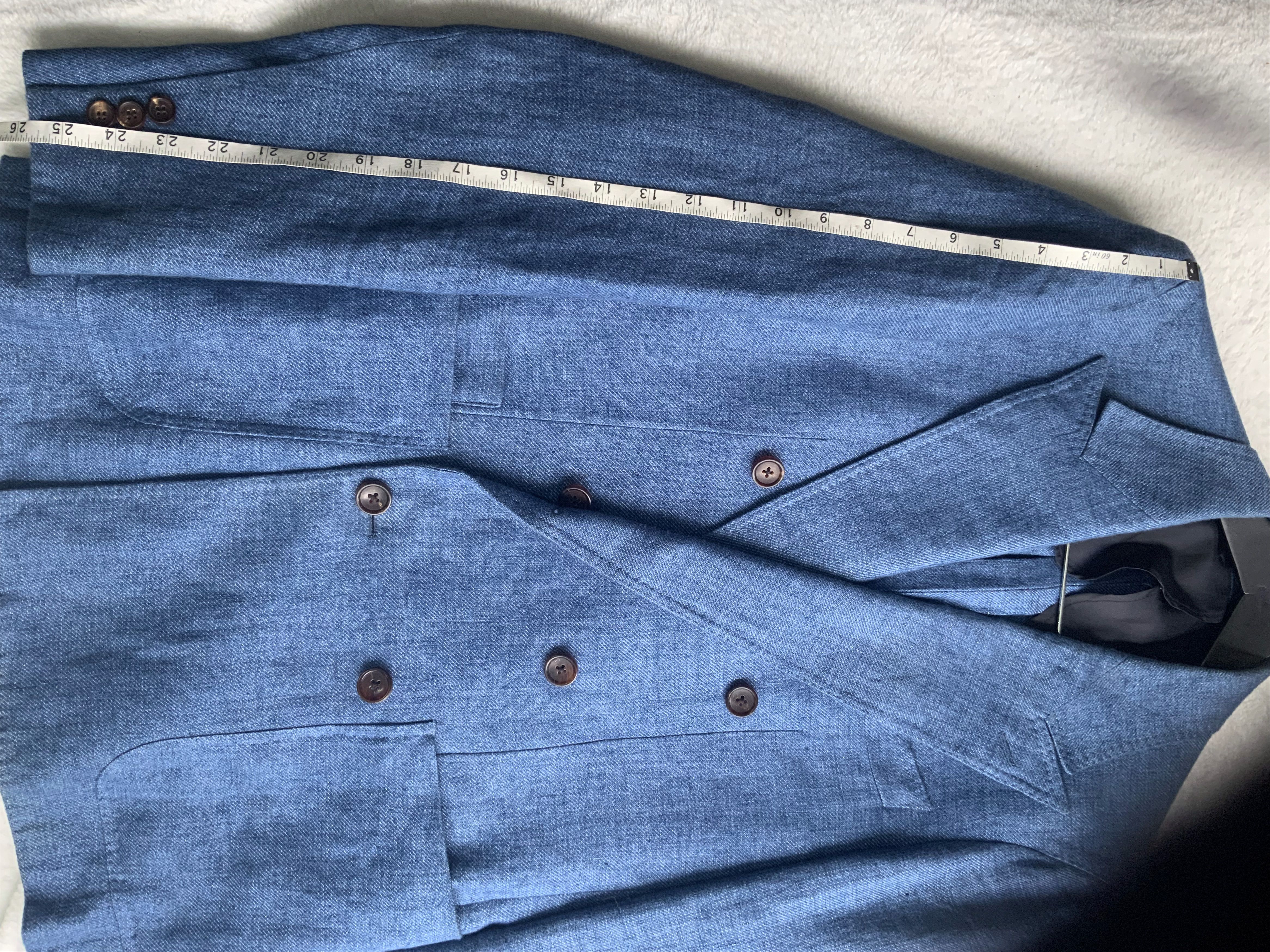 Spier & Mackay Spier&Mackay Denim Blue Linen Double Breasted Sportscoat 6X1 Size 36R - 5 Thumbnail