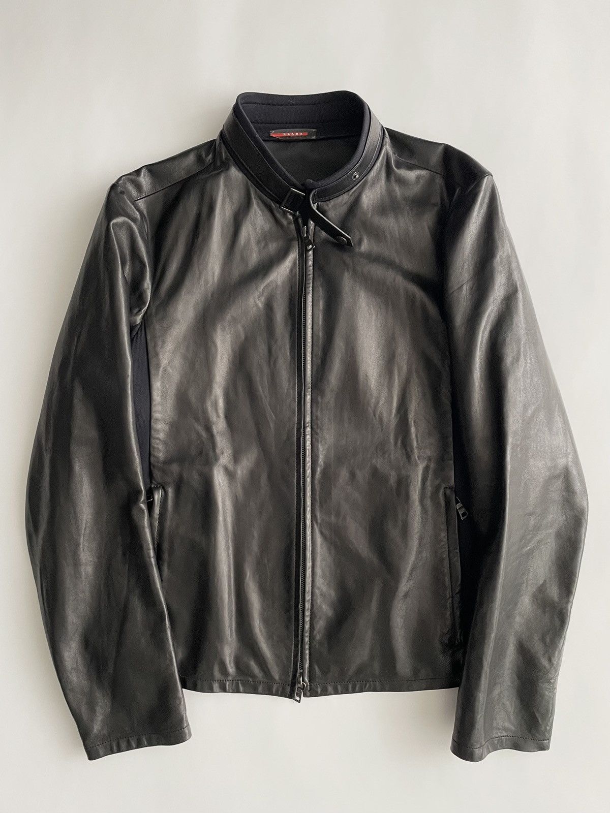 ジャケット・アウター PRADA 2000s Napa leather Harrington JKT Prada Prada 2000's Leather Hybrid Jacket | Grailed