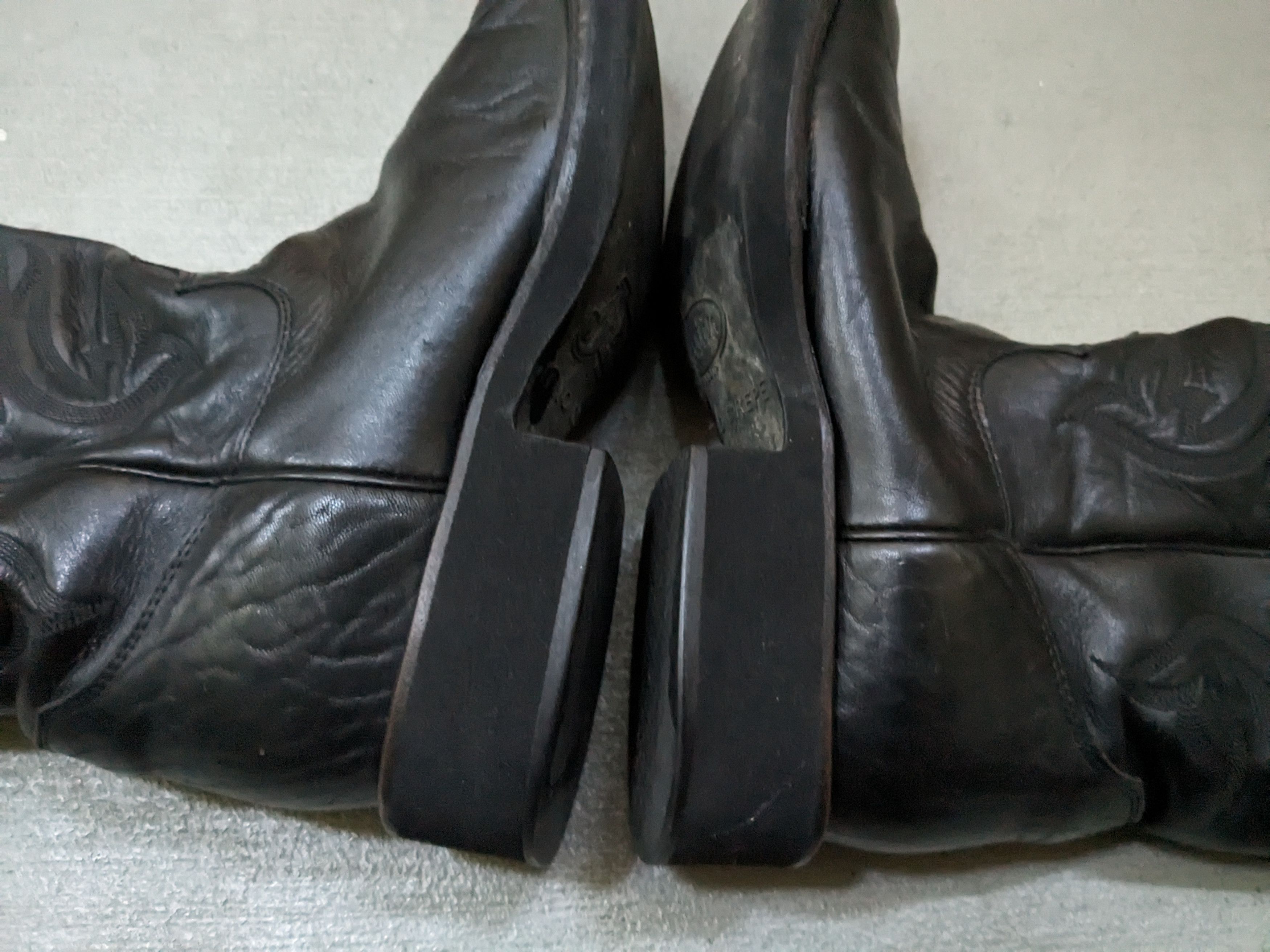 Genuine Leather Justin Cowboy Boots Black 8.5 Leather Botas USA Western Size US 8.5 / EU 41-42 - 10 Thumbnail