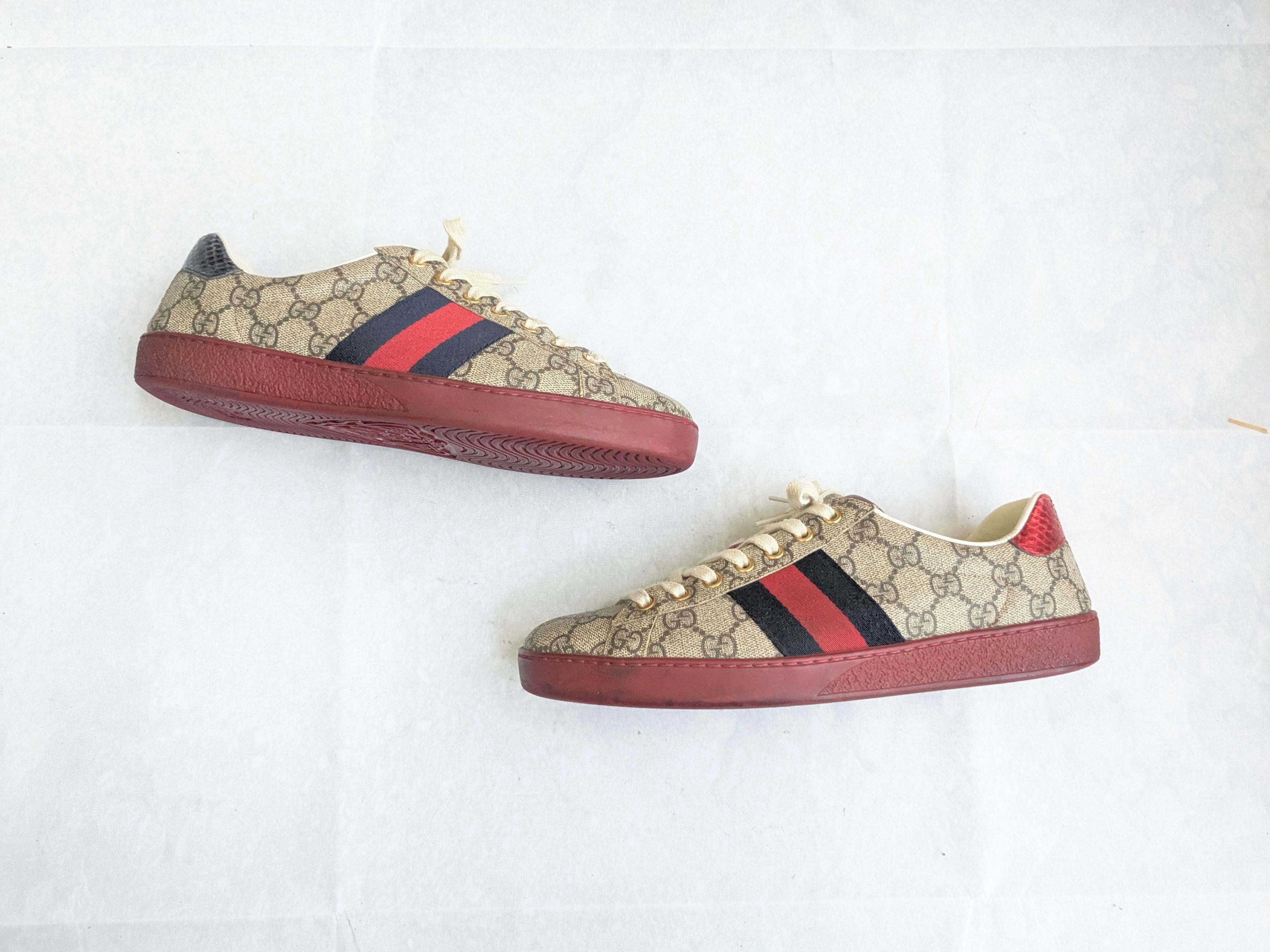 Gucci Gucci Ace Supreme Sneakers Red Monogram GG Logo 7 Size US 7 / EU 40 - 1 Thumbnail