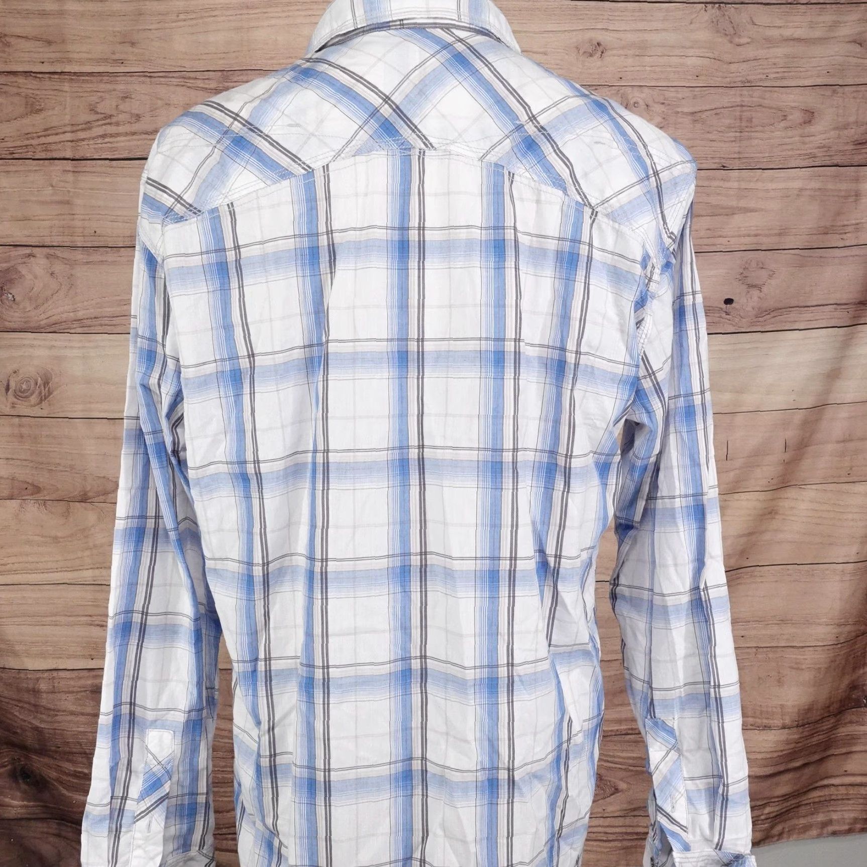 BKE BKE Shirt Mens XL Blue Plaid Long Sleeve Button-Up Athletic Fit Western Size US XL / EU 56 / 4 - 6 Thumbnail