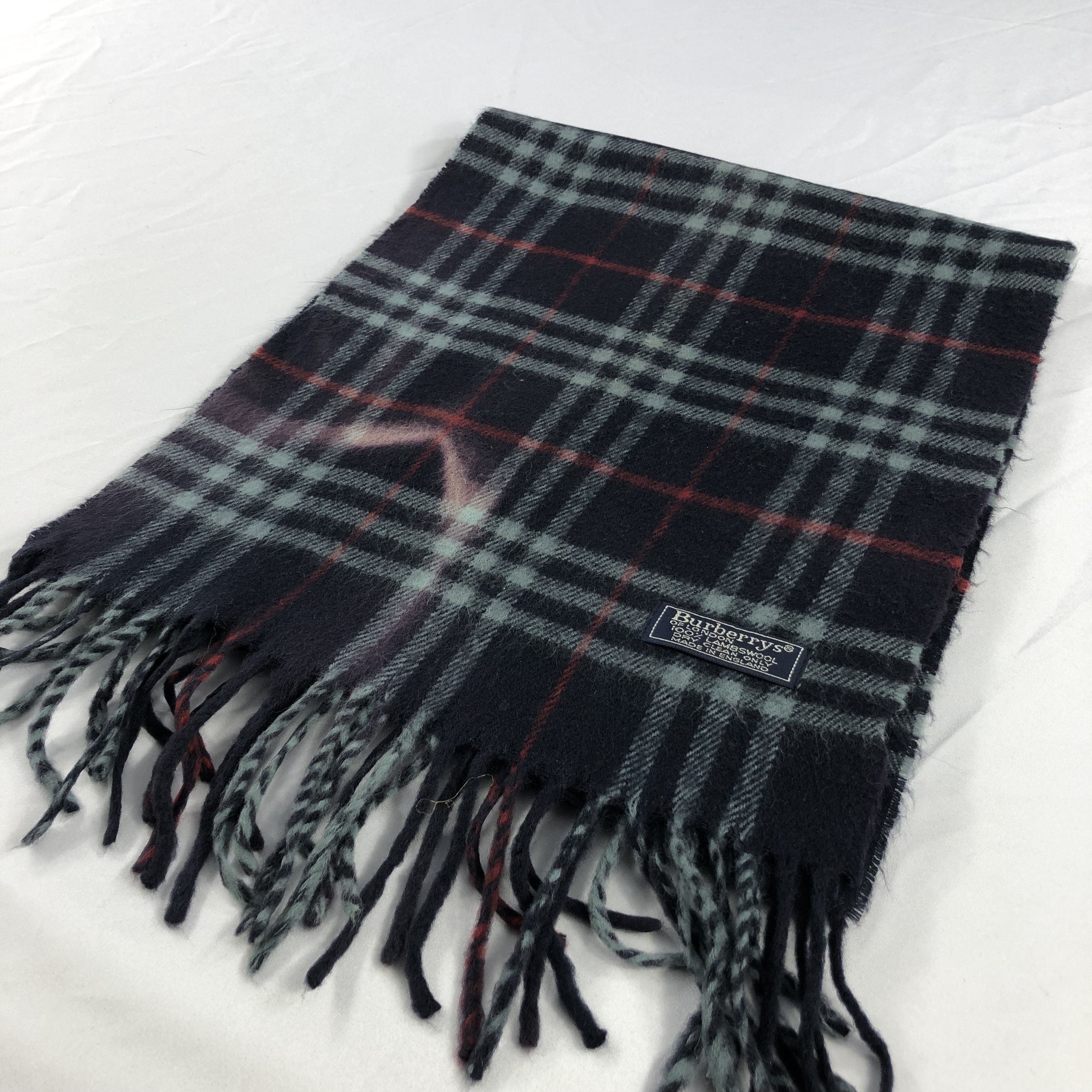 Burberry Burberrys Nova Check Blue Wool Scarf Muffler V996 Size ONE SIZE - 3 Thumbnail