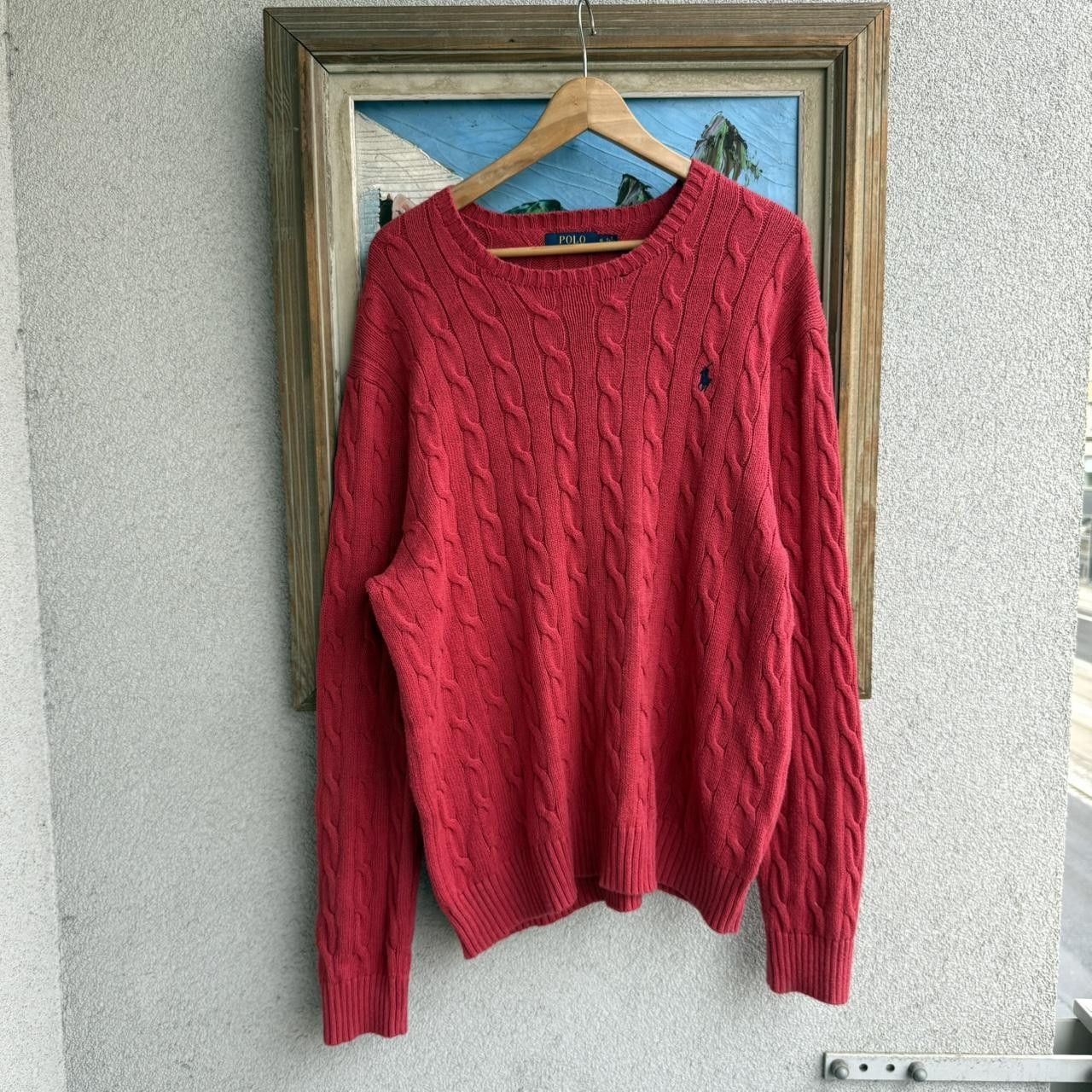 Polo Ralph Lauren Ralph Lauren Cable Knit Red Vintage 90s Size US XL / EU 56 / 4 - 1 Thumbnail