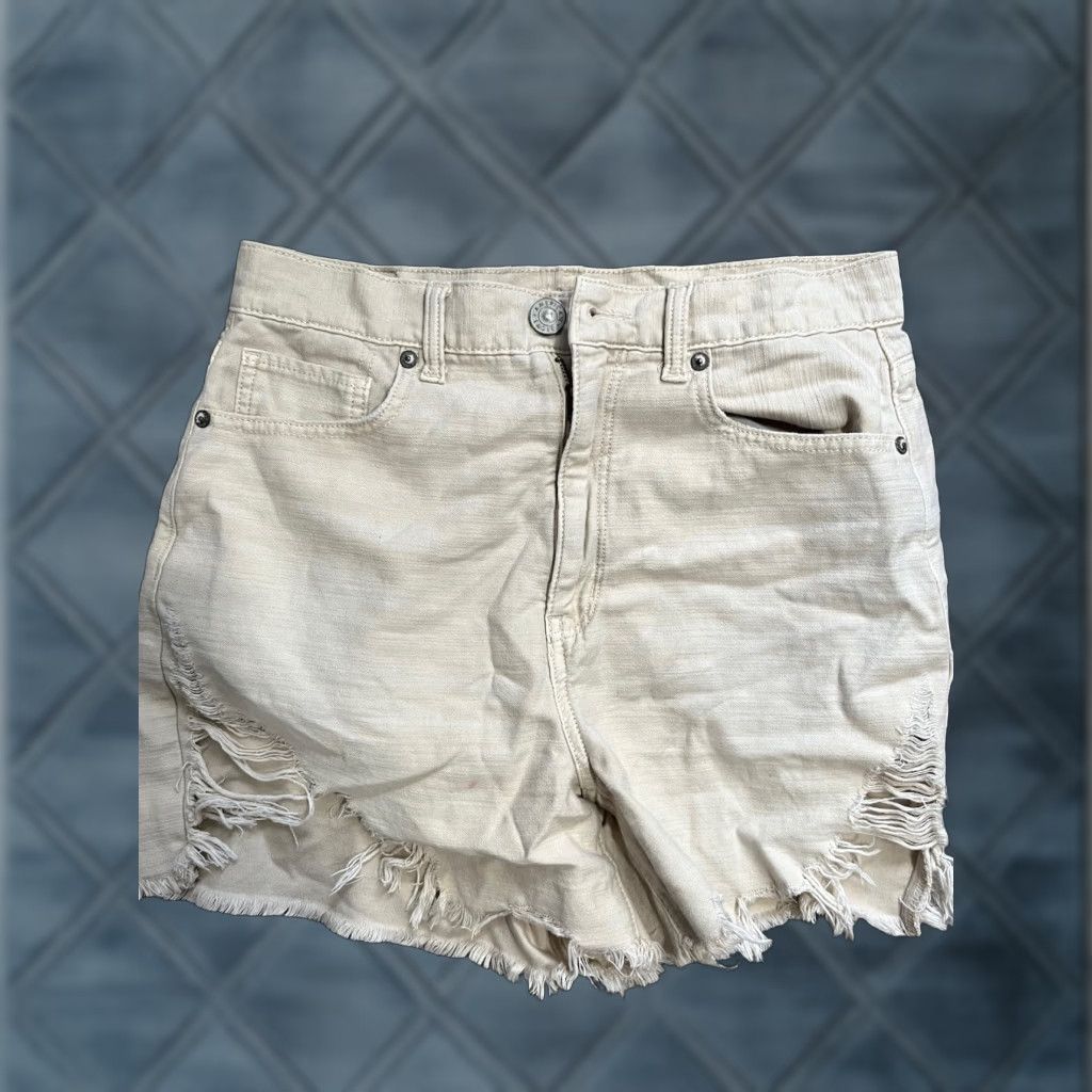 American Eagle Outfitters American Eagle Size 6 Shorts Distressed Jean Shorts Highest Rise Mom Tan Beige Size 28" / US 6 / IT 42 - 1 Thumbnail