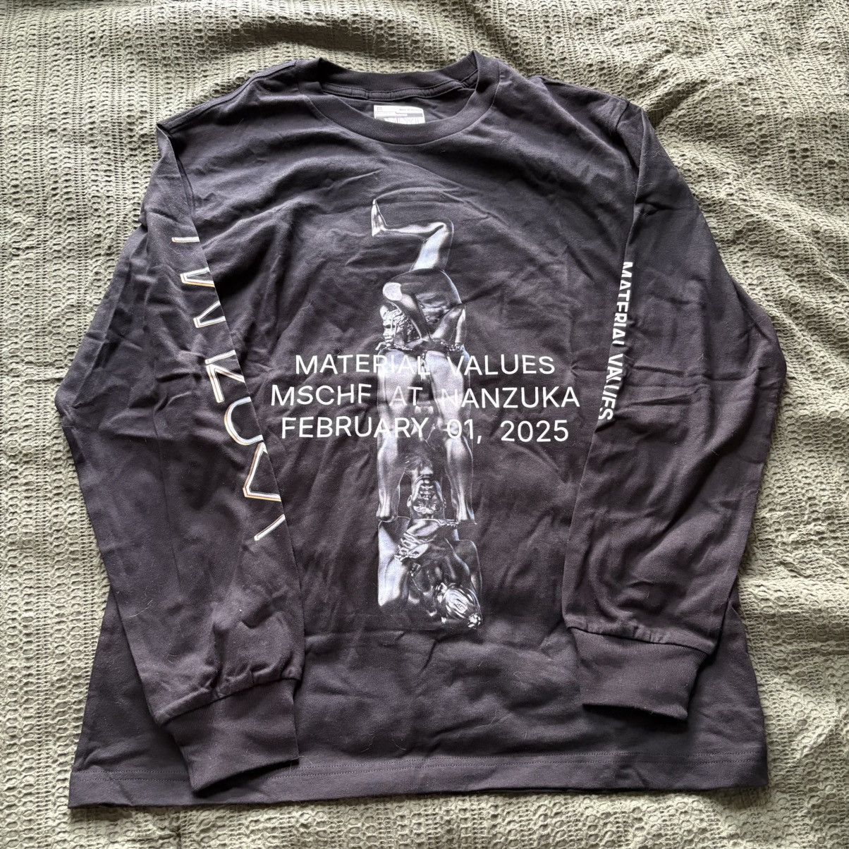 MSCHF MSCHF Material Values Nanzuka Mens S Black Long Sleeve tee Size US S / EU 44-46 / 1 - 2 Thumbnail