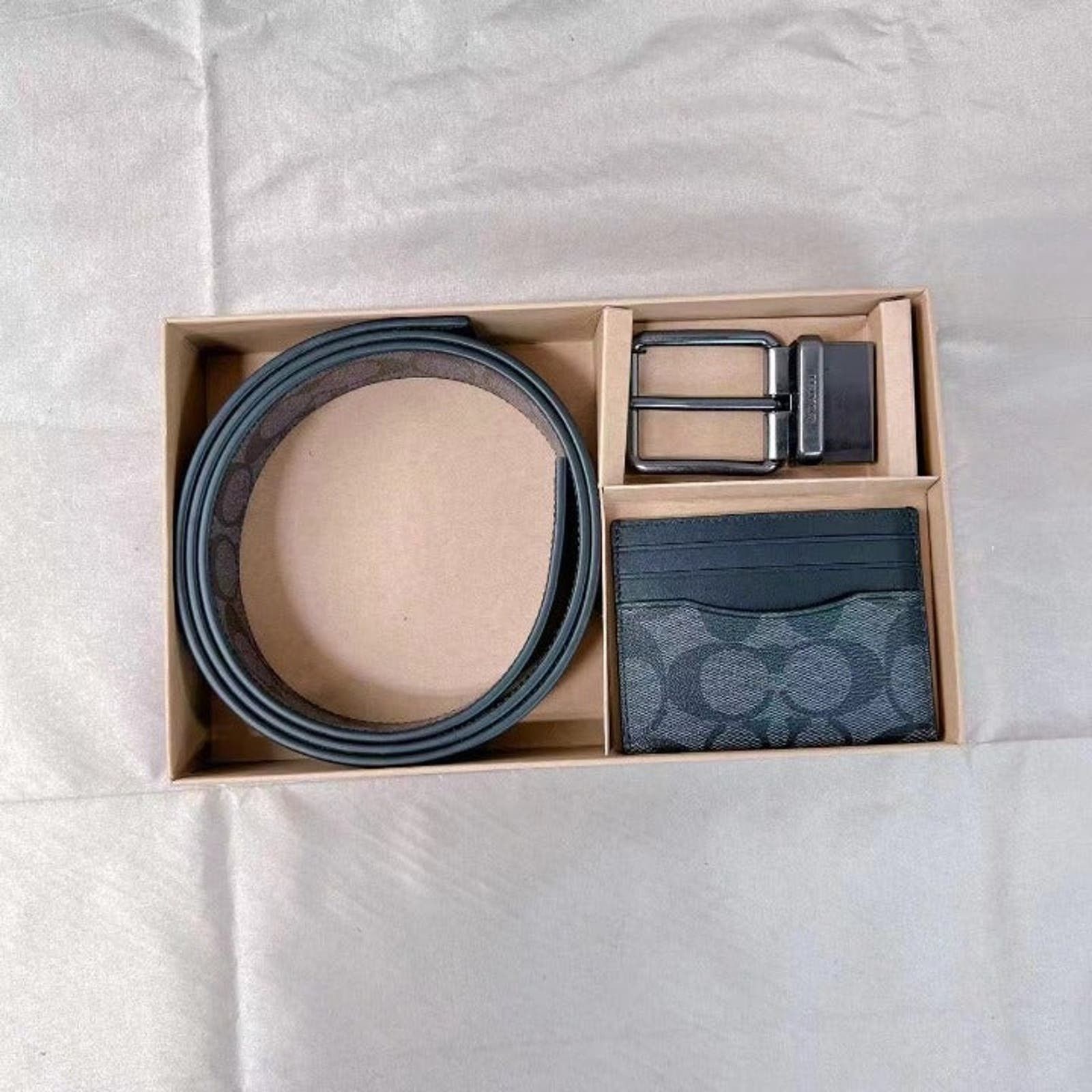 image of Coach C8278 Boxed Card Case And Belt Gift Set in Black, Men's