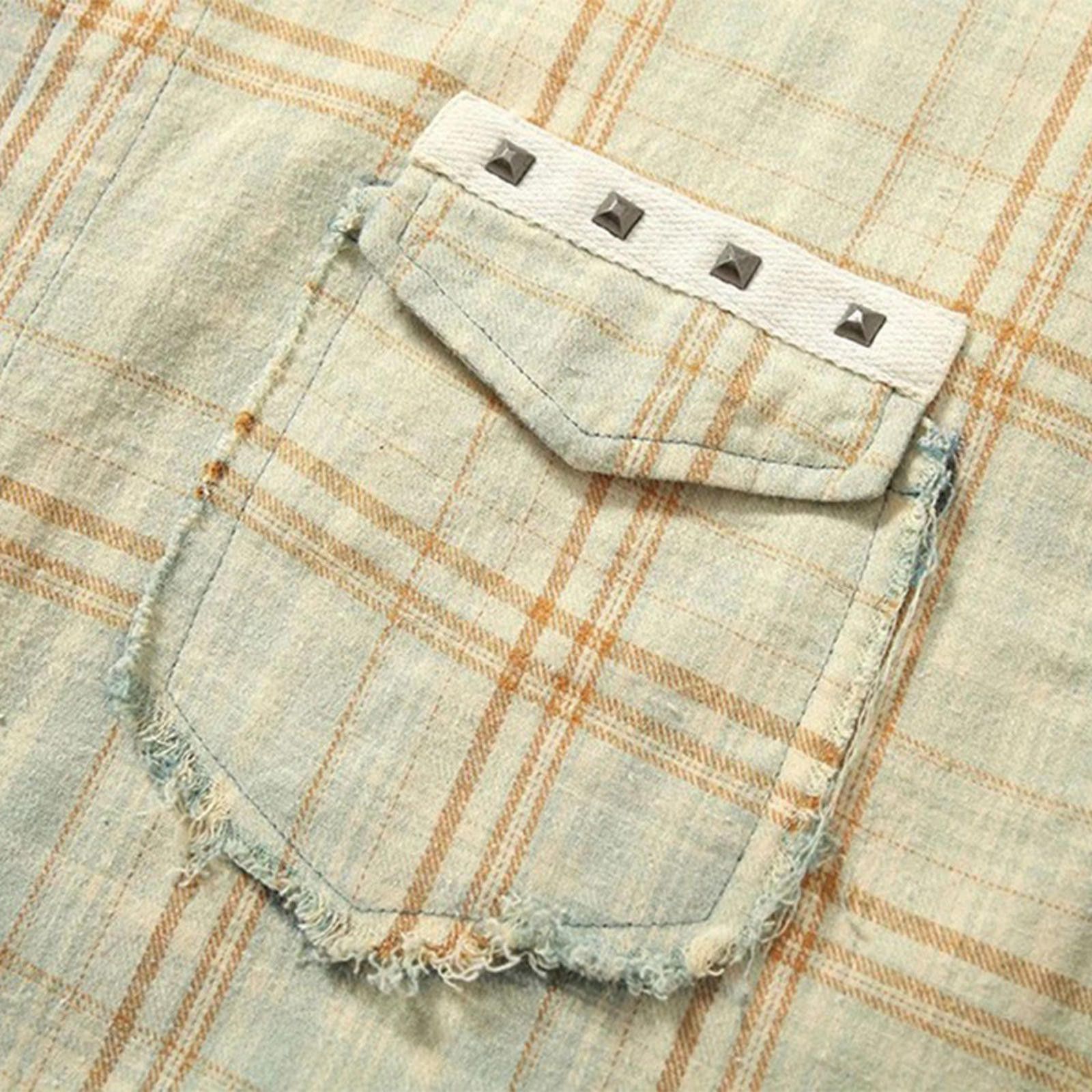 Vintage Gradient Plaid Frayed Shirt Size US L / EU 52-54 / 3 - 4 Thumbnail