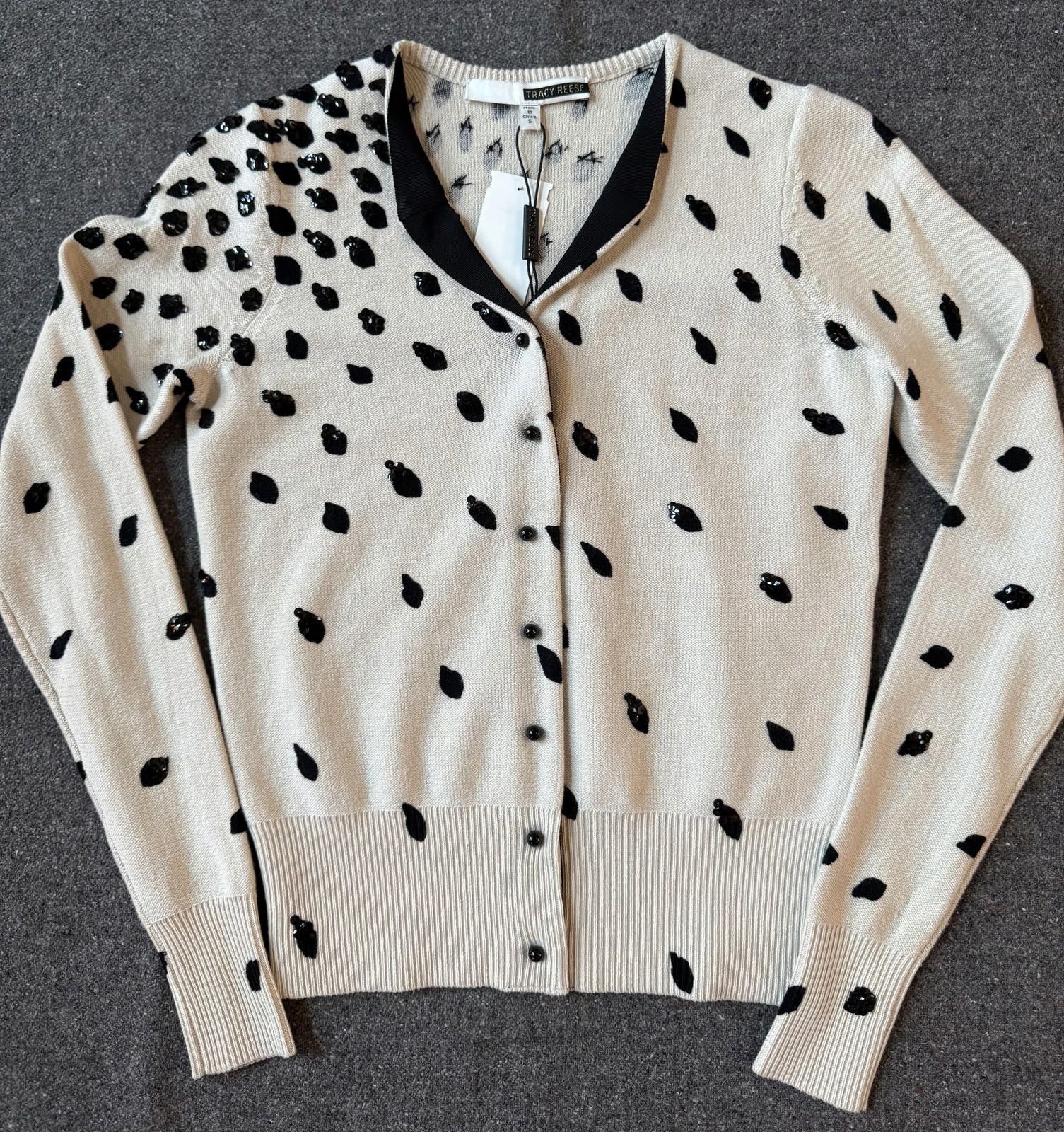Designer NWT Sequined Cotton/Spandex Cardigan Size S / US 4 / IT 40 - 1 Thumbnail