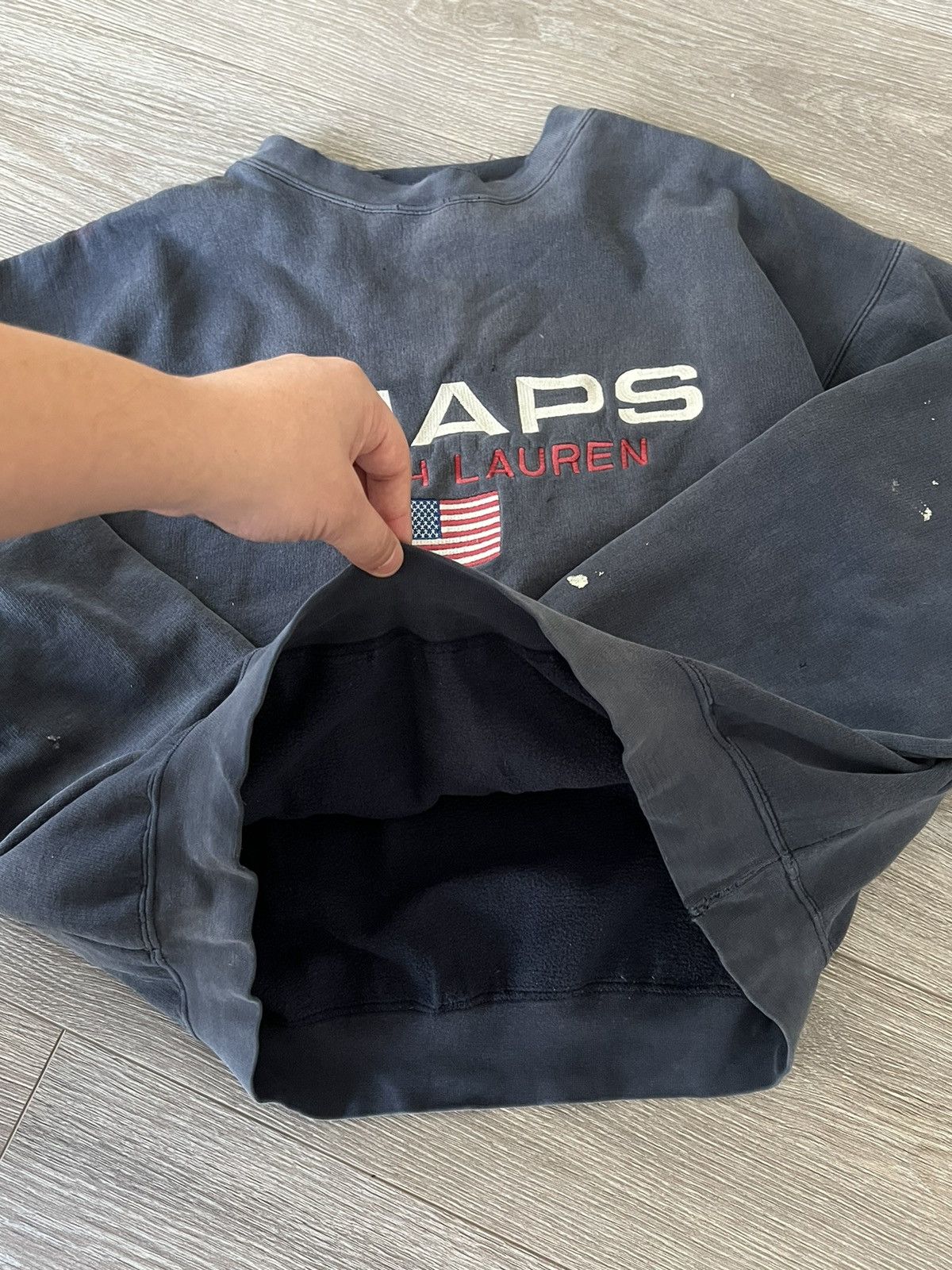 Chaps Ralph Lauren × Polo Ralph Lauren × Vintage Vintage 💥 Chaps Ralph Lauren USA Flag Sweatshirt distressed Size US M / EU 48-50 / 2 - 16 Thumbnail