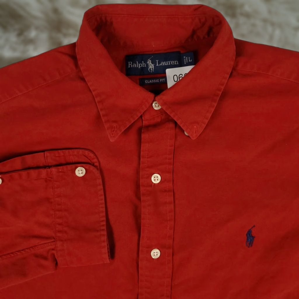 Ralph Lauren Ralph Lauren Button-Up Shirt Mens Large Red Casual Long Sleeve Classic Size US L / EU 52-54 / 3 - 1 Thumbnail