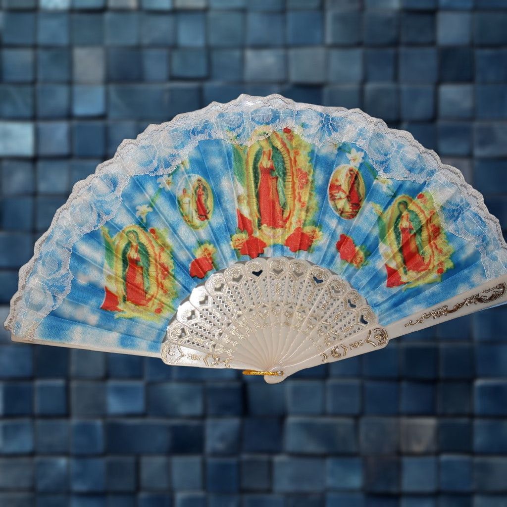 Vintage Vintage Guadalupe Virgin Mary Hand Fan Small Adult 16-inch Decorative Home Gift Size ONE SIZE - 1 Thumbnail