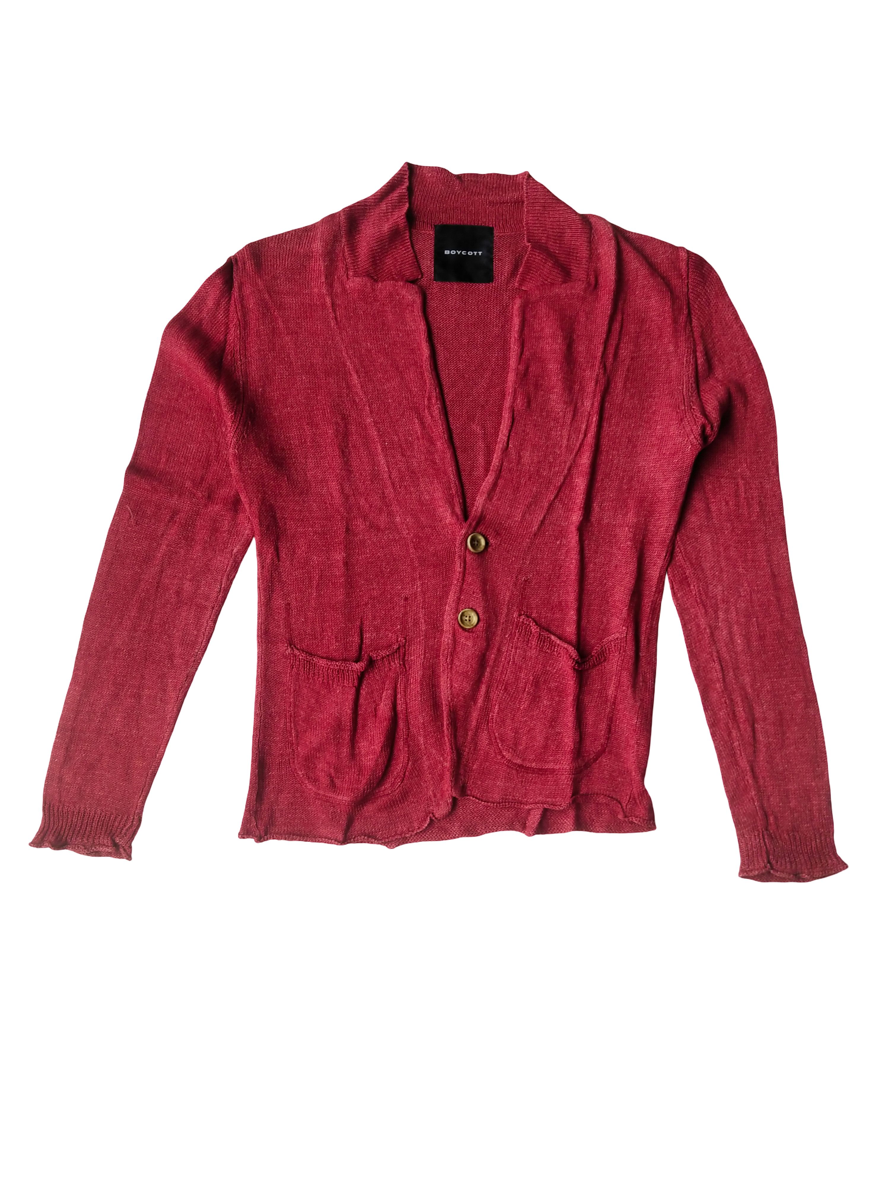 Boycott Vintage Boycott by World Co. Red Linen Knit Blazer Cardigan Size M / US 6-8 / IT 42-44 - 1 Thumbnail