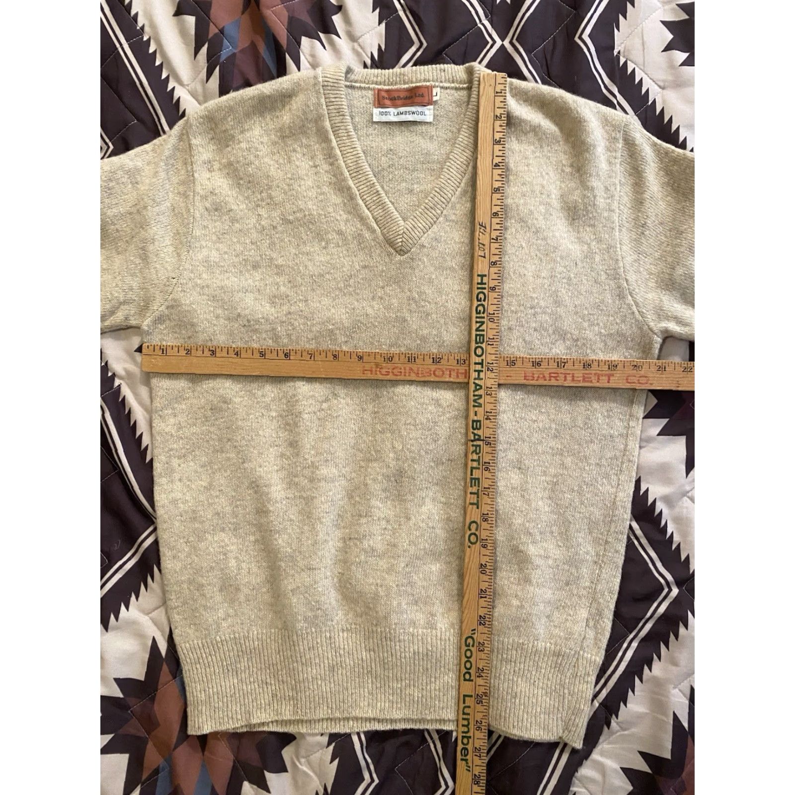 Vintage VINTAGE Stock Bridge LTD 100% Lambswool Grandpa Sweater V-Neck Men’s Size Large Pullover Beige Wool Knit Crew? Size US L / EU 52-54 / 3 - 4 Thumbnail
