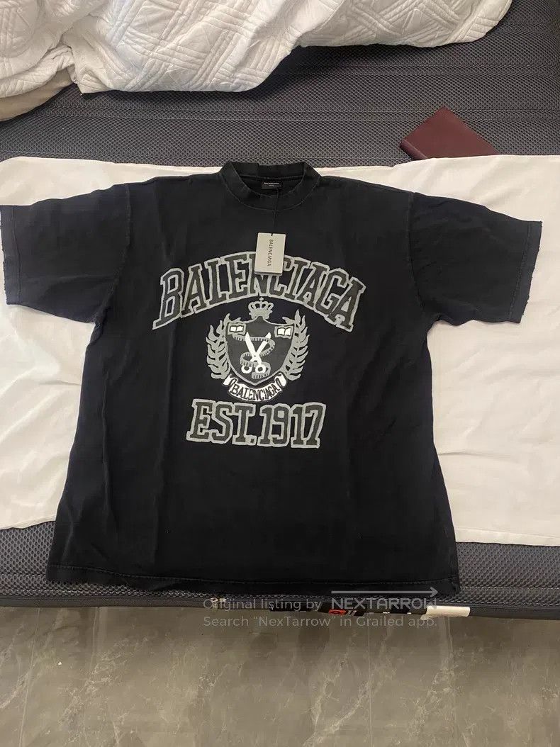 Balenciaga Balenciaga Black Scissors Wheat Logo Short Sleeve T-Shirt Size US XXL / EU 58 / 5 - 1 Thumbnail