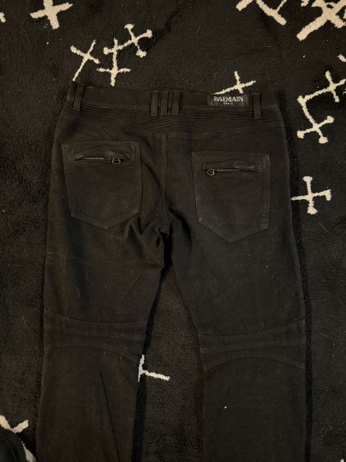 Balmain BALMAIN BIKER LEATHER PANTS SUEDE DECARNIN ERA Size US 32 / EU 48 - 4 Thumbnail