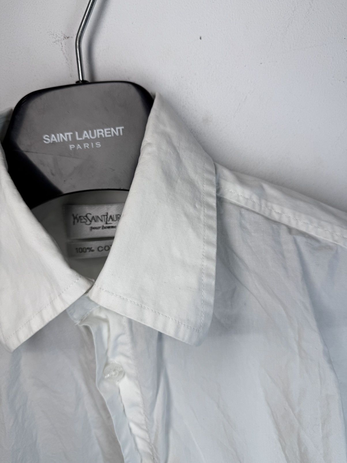 Yves Saint Laurent White YSL Shirt Summer Cotton Size US S / EU 44-46 / 1 - 11 Thumbnail