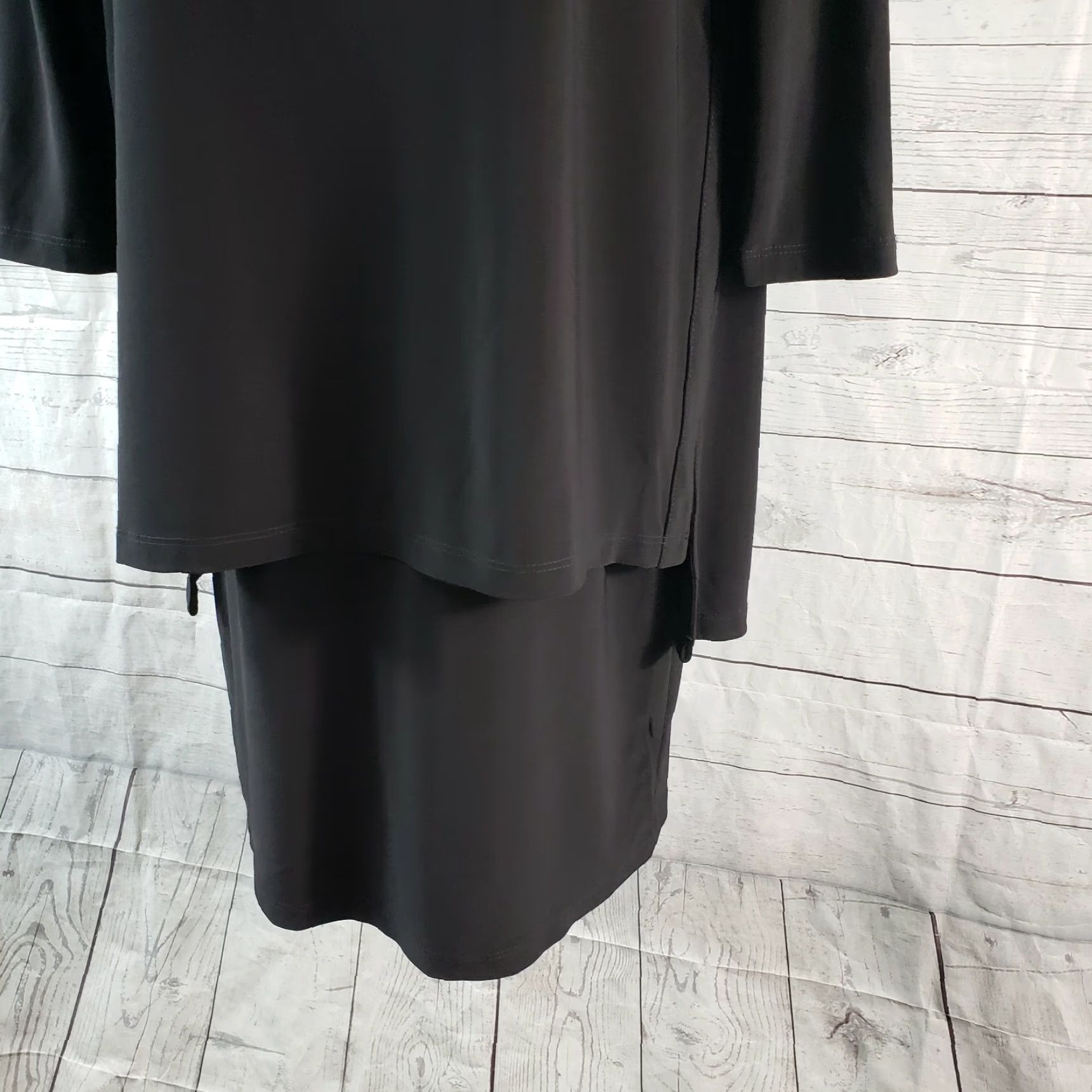 Joseph Ribkoff Joseph Ribkoff Womens Tunic Dress Solid Black Layered Long Sleeve Size 8 - Regular, Short Dress Length, Pullover, Shift Style, Black, Womens, Dress Size M / US 6-8 / IT 42-44 - 3 Thumbnail