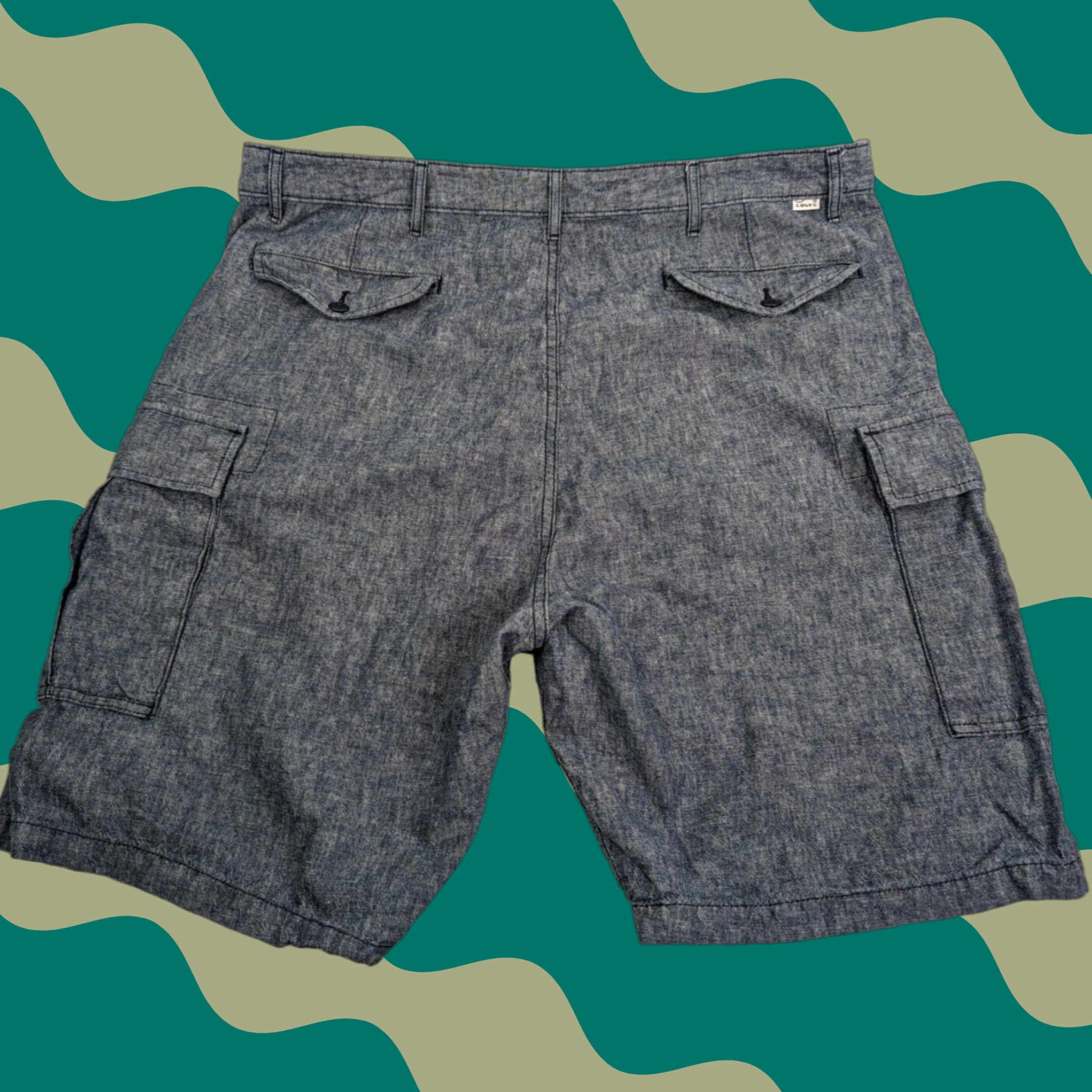 Levi's Levi's Outdoors Cargo Shorts Men's 40 Blue Cotton Linen Regular Pocket Logo Casual Pants Size US 40 / EU 56 - 1 Thumbnail