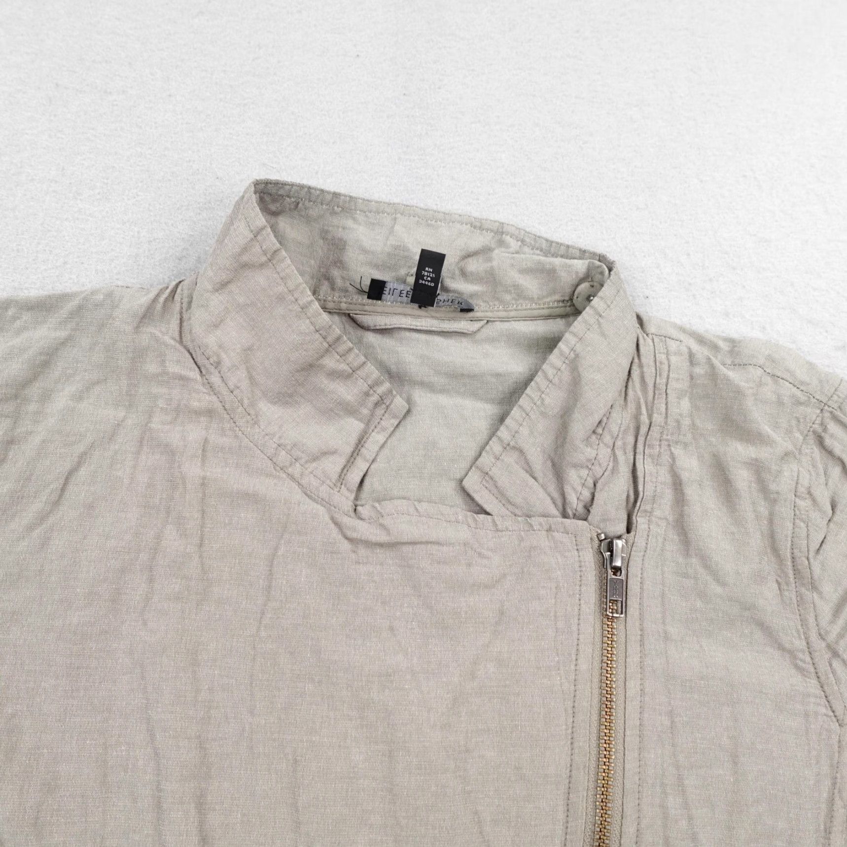 Eileen Fisher Eileen Fisher Jacket Womens M Gray Asymmetrical Full Zip Lightweight Collared Pockets Mid-Length Size M / US 6-8 / IT 42-44 - 2 Thumbnail