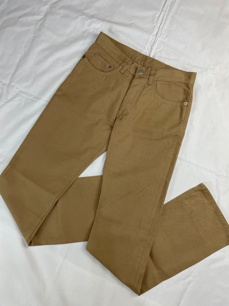 HELMUT LANG Silk blended boot cut khaki jeans