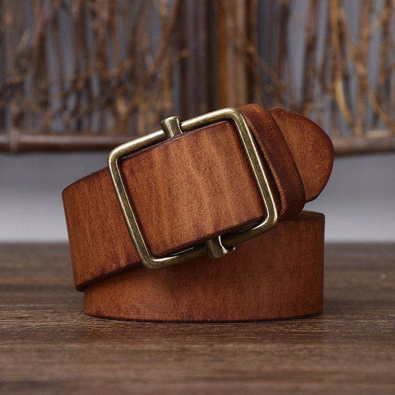 Leather Smooth Buckle Leather Belt Size ONE SIZE - 2 Thumbnail