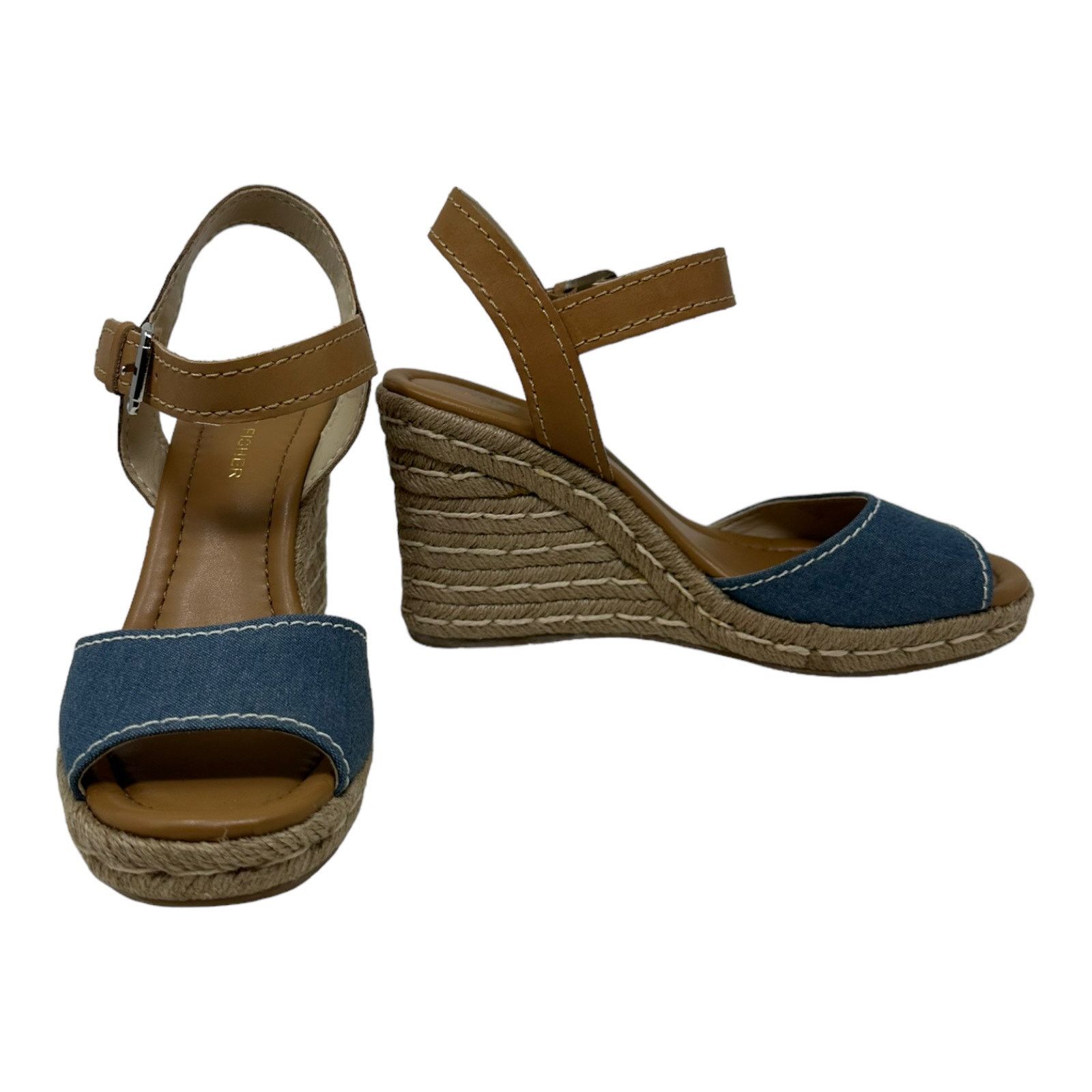 Marc Fisher Marc Fisher Denim & Leather Espadrille Wedges Sandals 7.5 Size US 7.5 / IT 37.5 - 7 Thumbnail