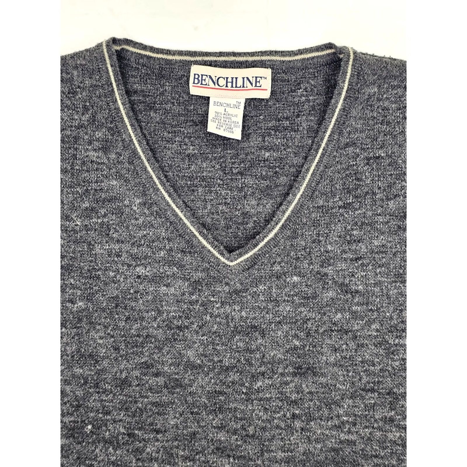 Vintage Vtg Benchline Vest Men L Gray Wool Blend Sleeveless V Neck Heathered Washable Size US L / EU 52-54 / 3 - 3 Thumbnail
