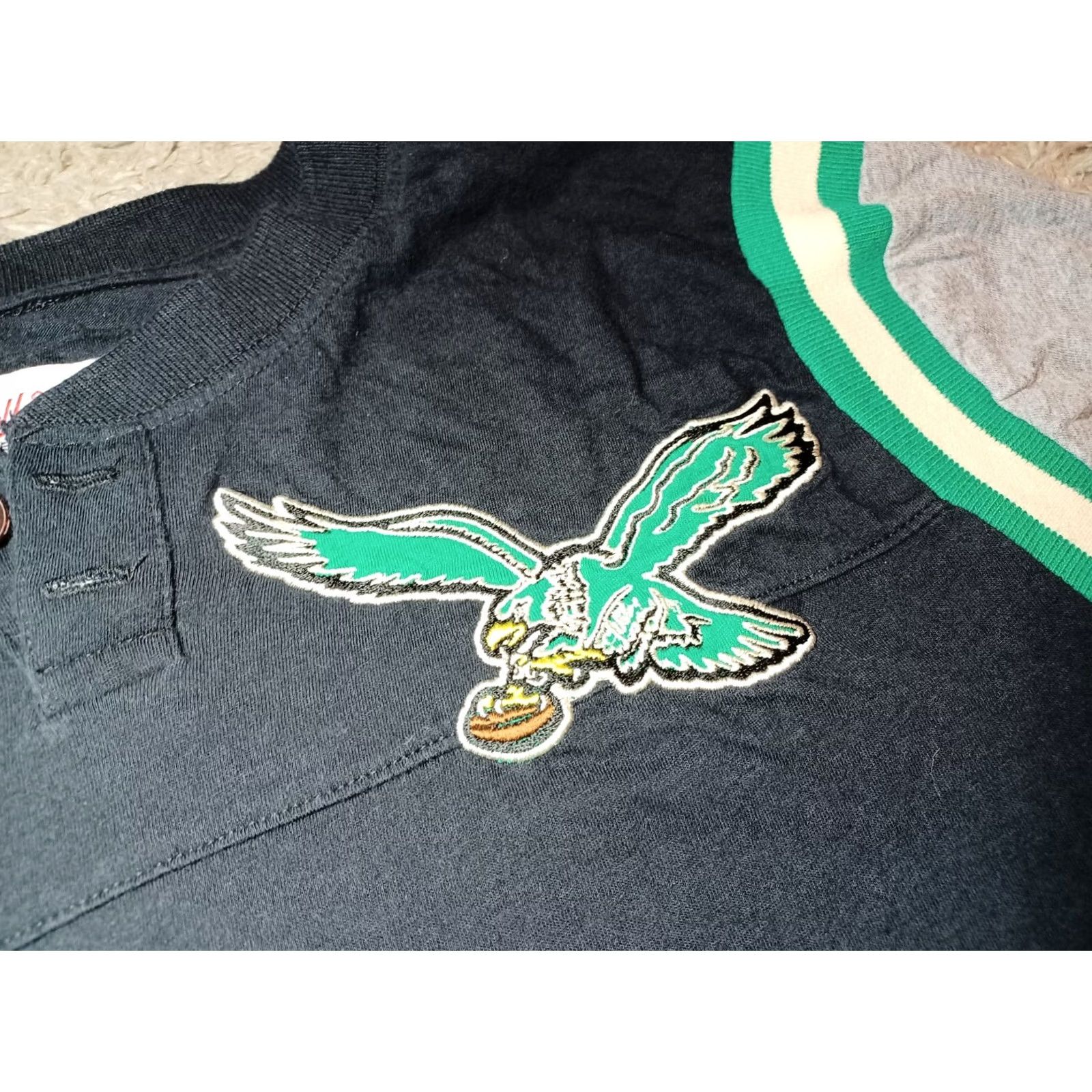 Mitchell & Ness Mitchell & Ness Shirt Mens S Black Throwback Eagles Adult Sleeve Henley Size US S / EU 44-46 / 1 - 4 Thumbnail