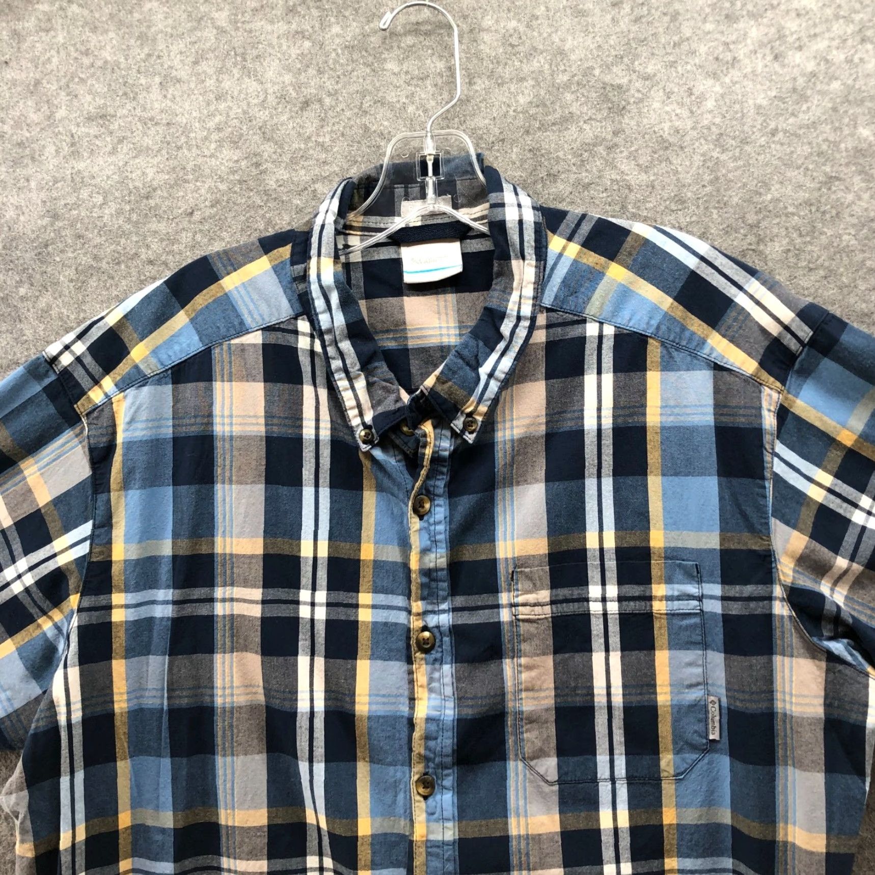Vintage Columbia Short Sleeve Shirt Mens XL Regular Fit Button Down Blue Plaid Stretch Size US XL / EU 56 / 4 - 3 Thumbnail